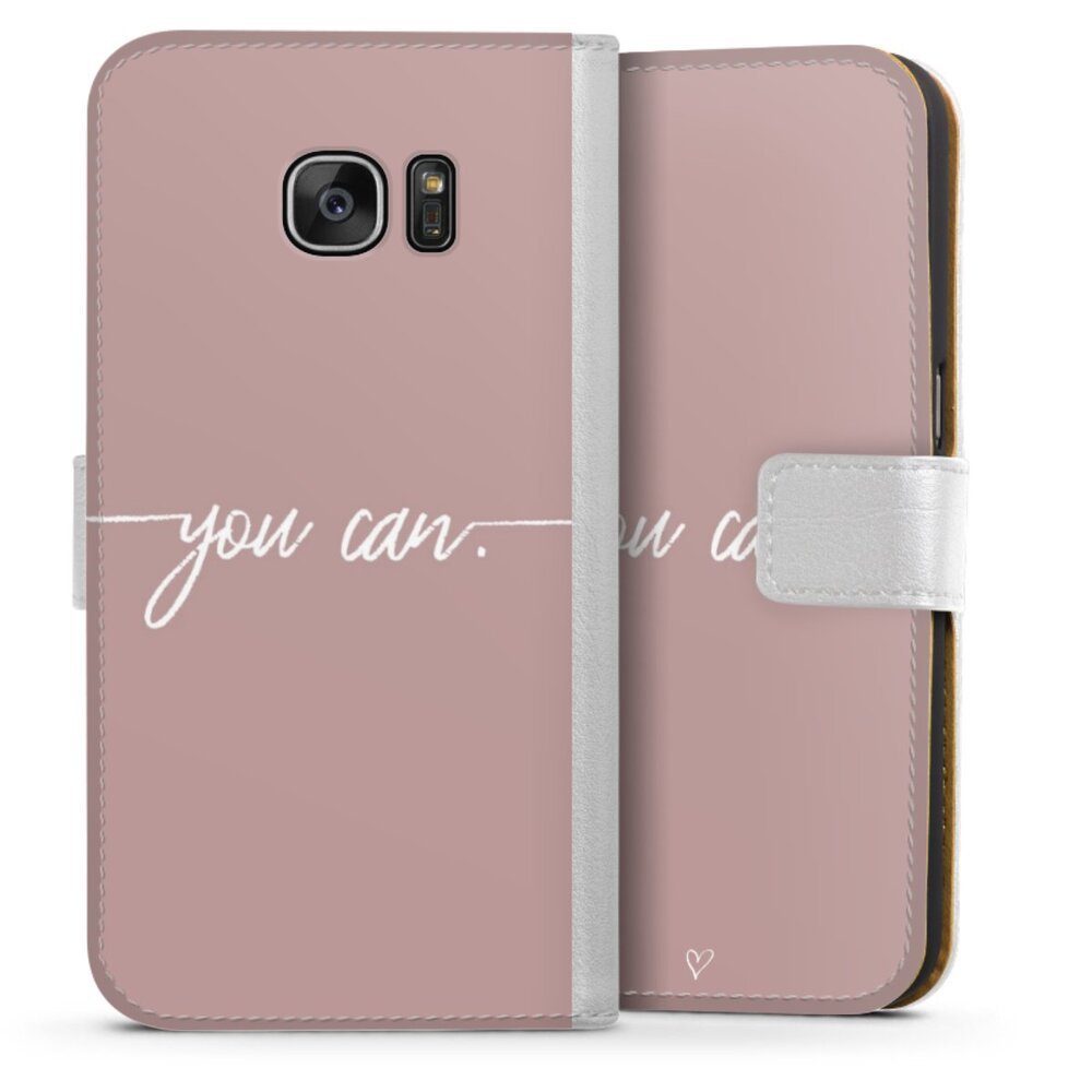 DeinDesign Handyhülle Spruch Sprüche Motivation You Can, Samsung Galaxy S7 Hülle Handy Flip Case Wallet Cover Handytasche Leder