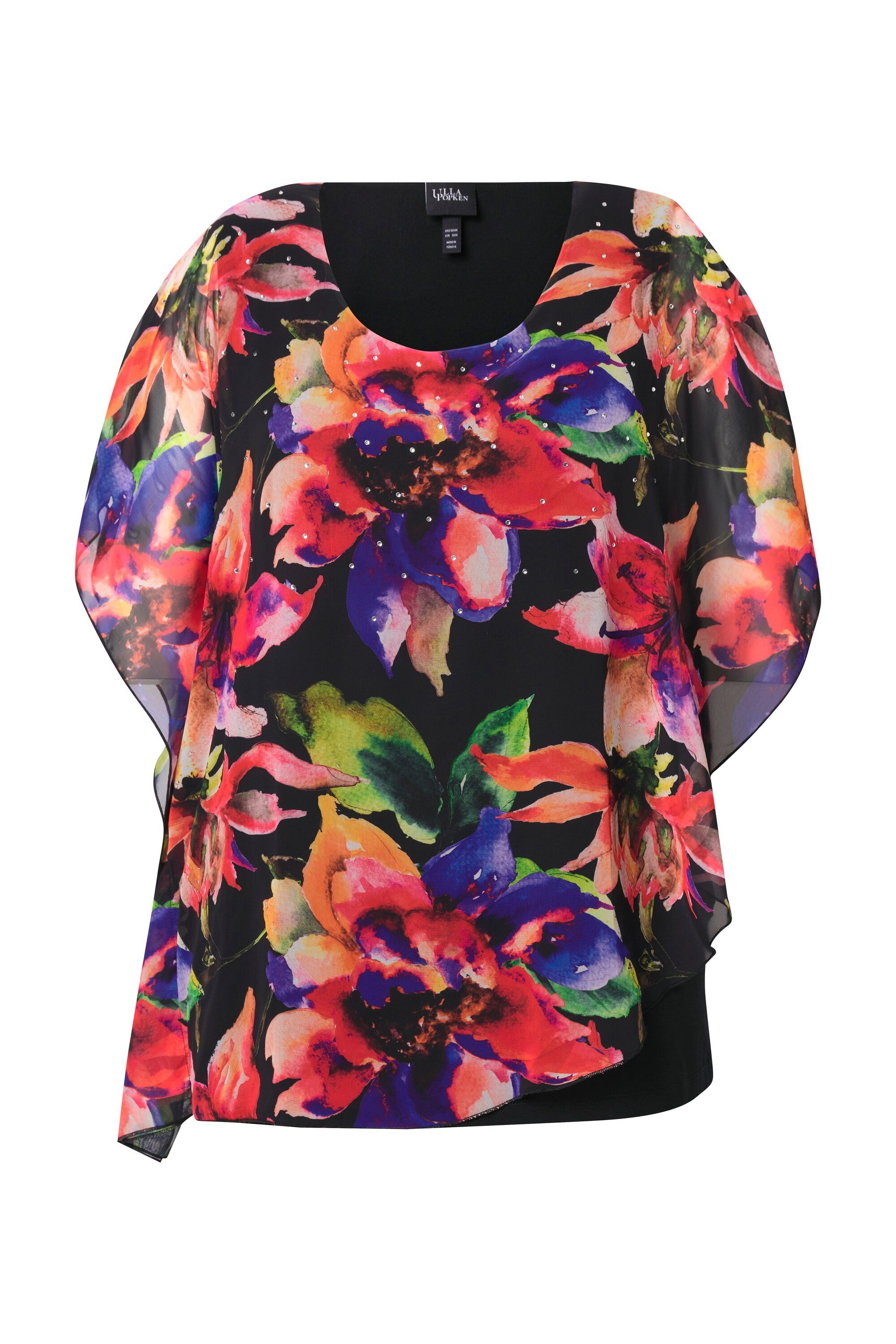 Ulla Popken Longbluse Bluse Blüten doppellagig günstig online kaufen