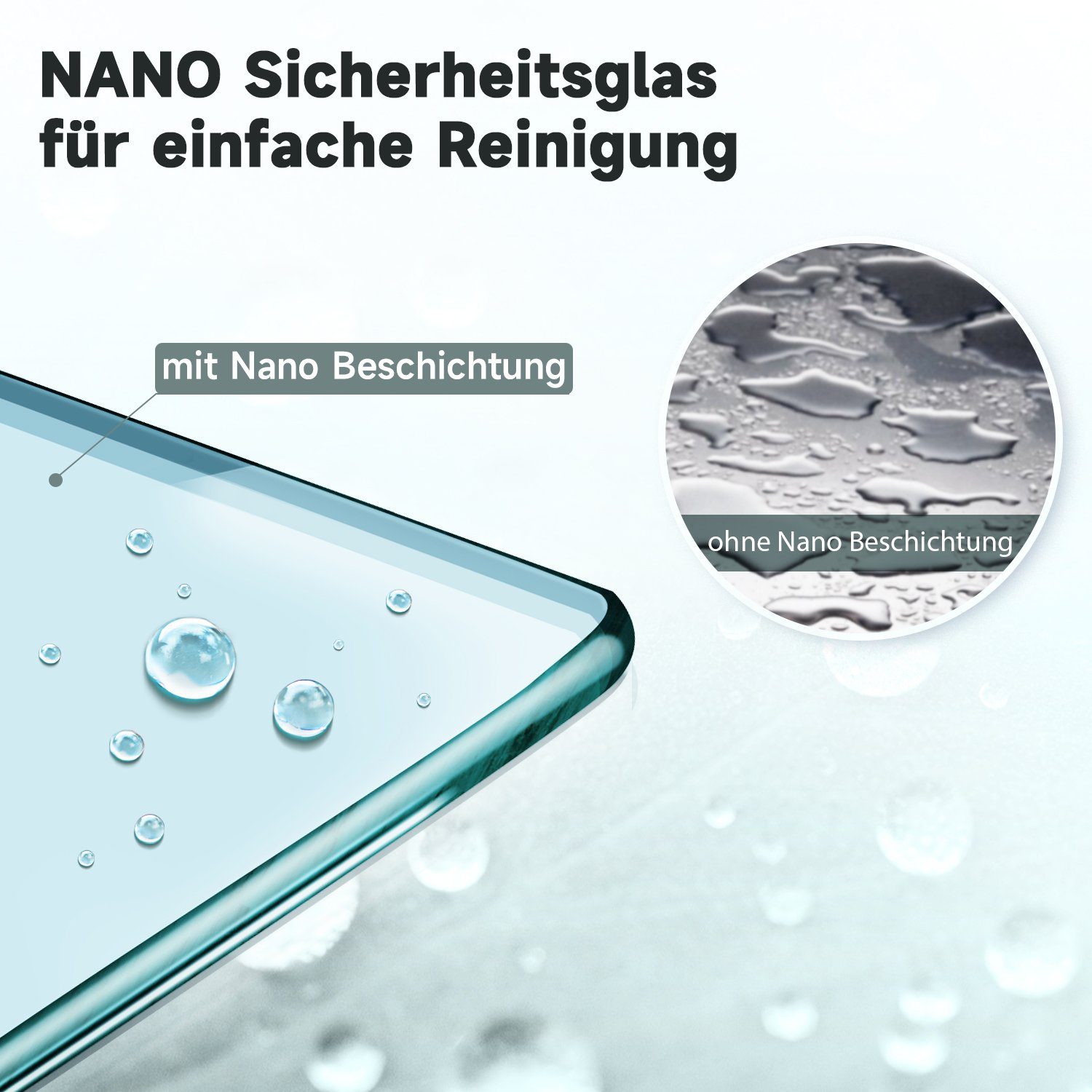 SONNI Dusch-Drehtür 70cm-90cm, Dusche Nischentür, mit Verstellbereich, Duschkabine, Höhe 185 cm Duschabtrennung, Duschtür, Nano Glas
