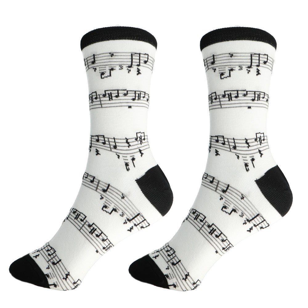 mugesh Freizeitsocken Musik-Socken weiß mit Notenlinien für Musiker | Socken