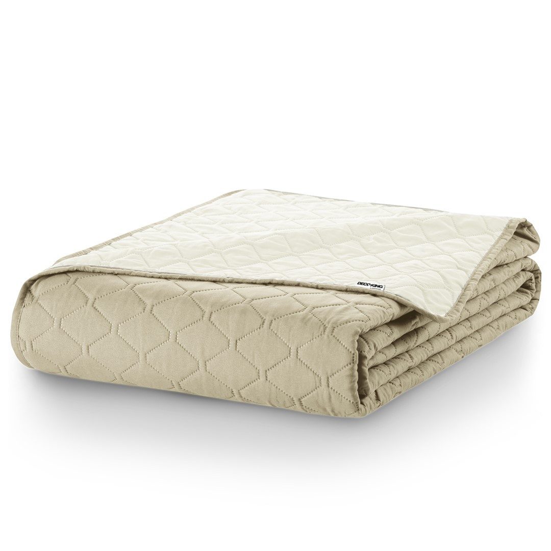 DecoKing Tagesdecke Bettüberwurf mit Uni Wendedesign leichte Allzweckdecke Wohndecke, Wendedesign, Zweifarbig, Steppung