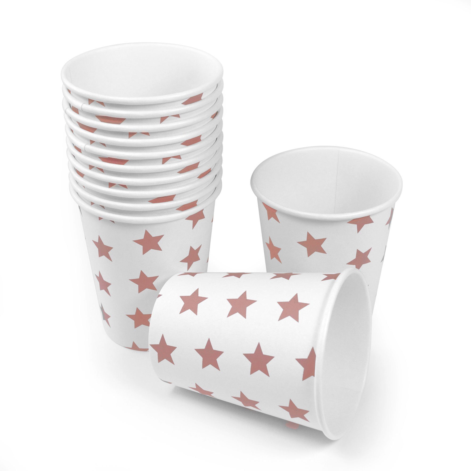 Frau WUNDERVoll Одноразовая чашка 12 Pappbecher - rosa Sterne - 240 ml Одноразовая чашка Papierbecher, Pappe