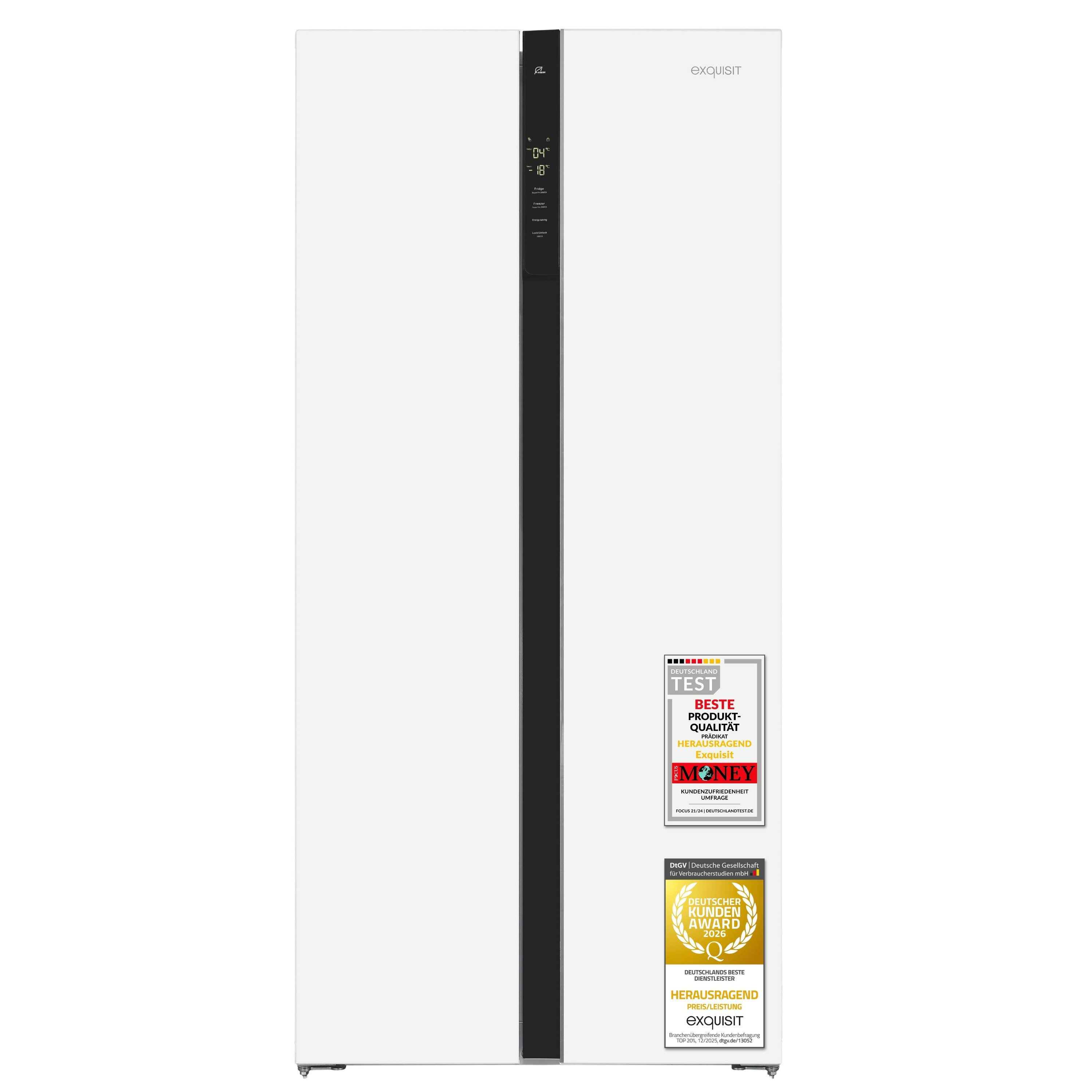 exquisit Side-by-Side SBS39-440E, 170 cm hoch, 78 cm breit, LED-Beleuchtung, Schnellgefrierfunktion, No-Frost