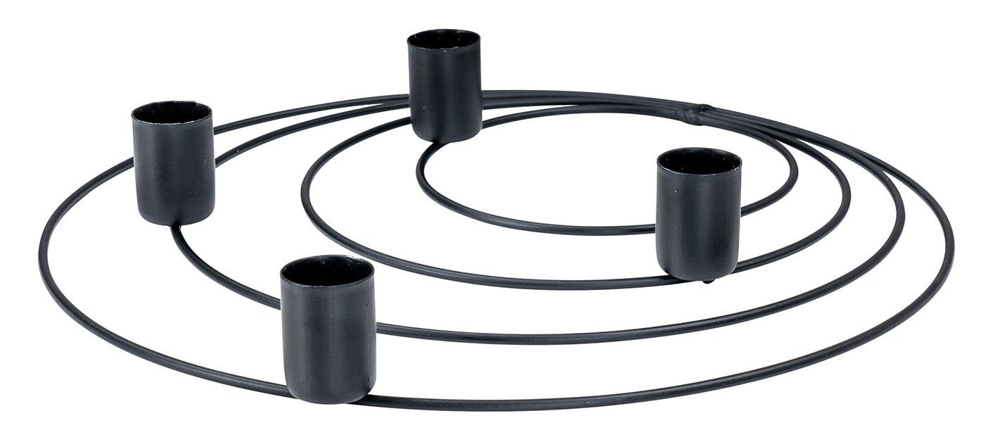 Levandeo® Tischkerzenhalter, Runder Kerzenhalter Ø 27cm Metall Schwarz Kerzenständer