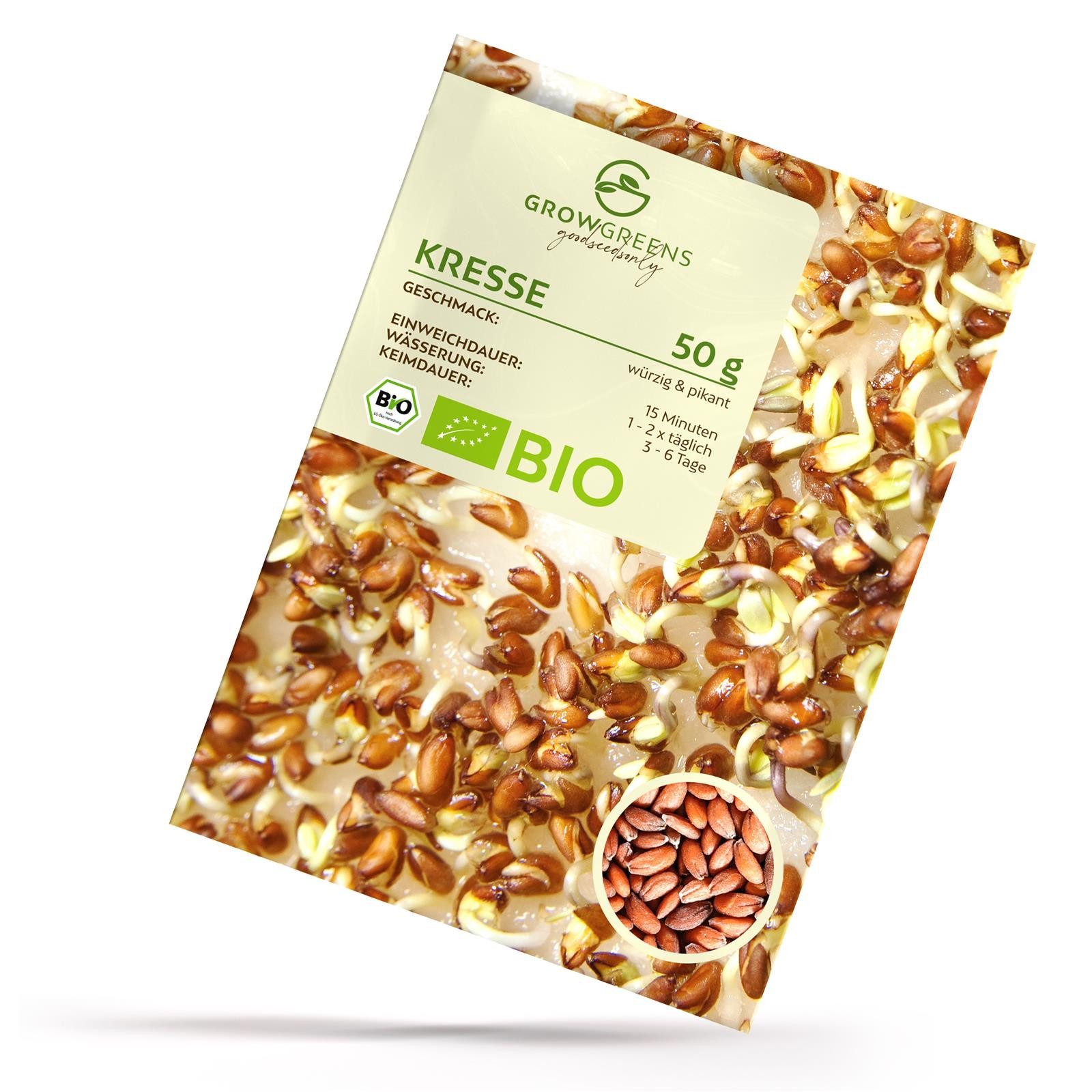 Gemüsesamen BIO Kresse Sprossen Samen (50g) - Microgreens Saatgut