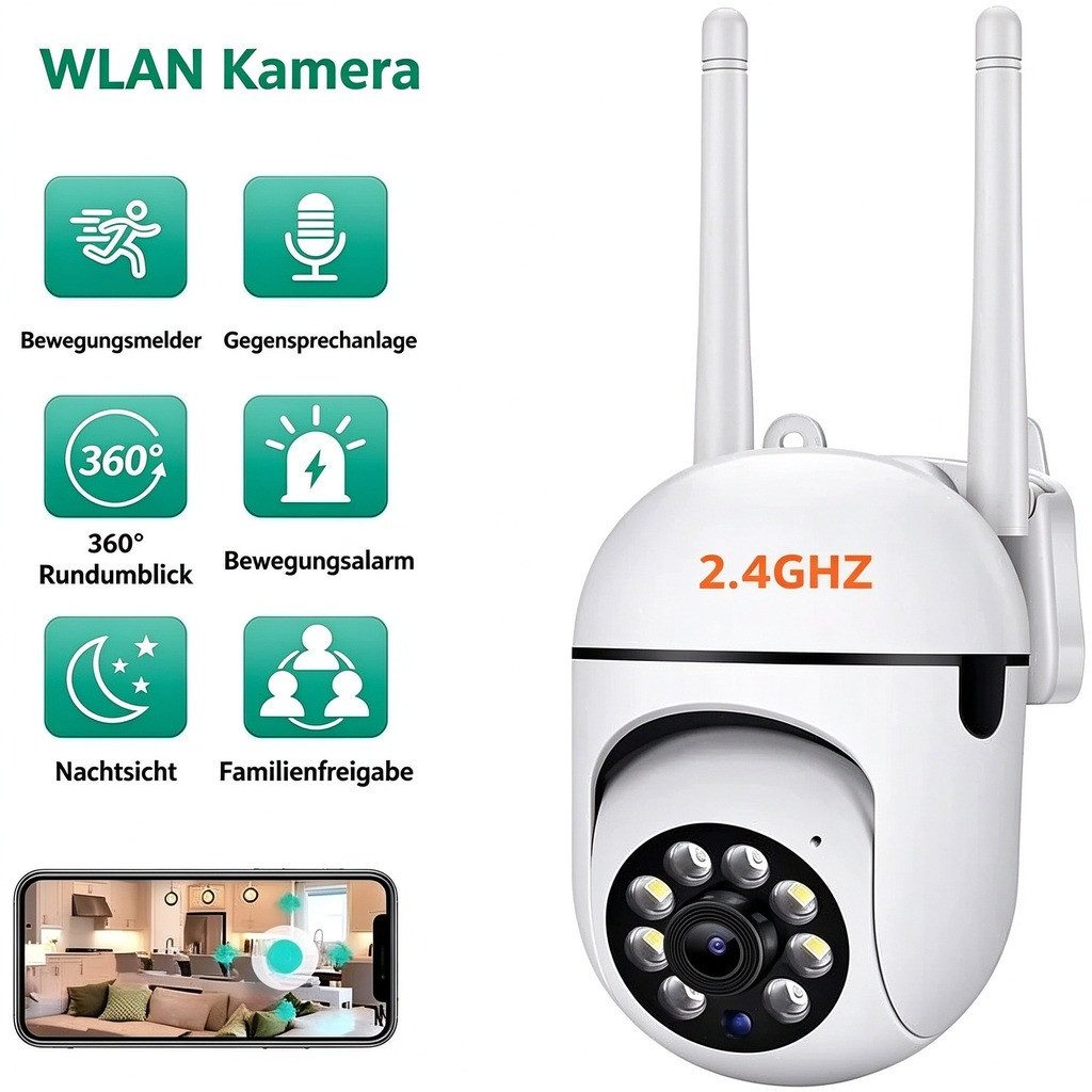 ANTCOOL Überwachungskamera 4er Set WLAN Kamera Innen/Außen, Personenerkennung, Nachtsicht (4-tlg) – Bild 2 von 5