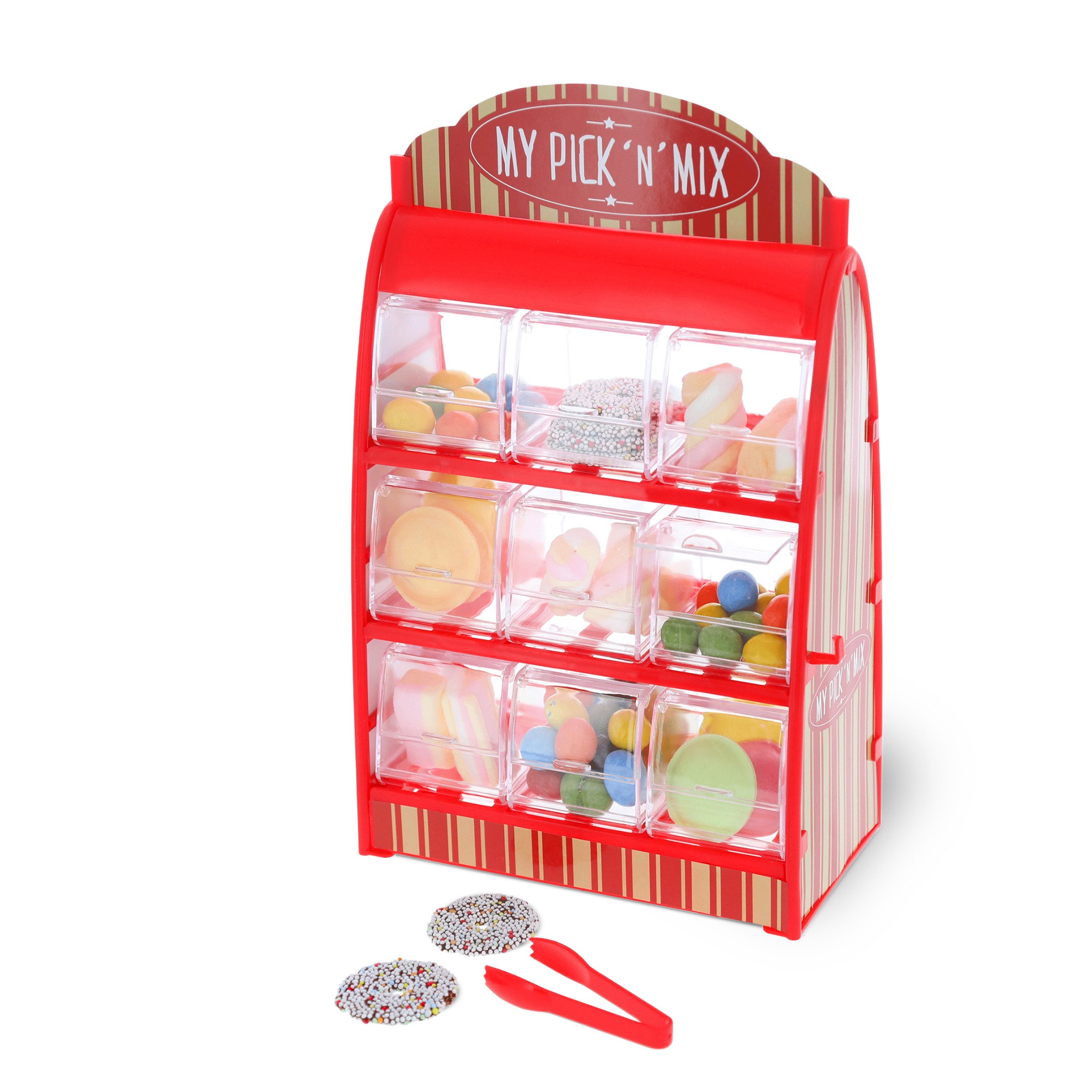 Spetebo Vorratsglas Süßigkeitenspender mit 9 Fächern - 30 x 18 cm, Kunststoff / Pappe, (Stück, 1-tlg., Candy Bar), Candy Bar im Retro Design – Bild 3 von 5