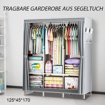 loefme Stoffschrank Faltschrank Stoffschrank Kleiderschrank mit Kleiderstange 170x125x45cm