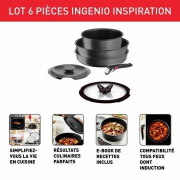 Tefal Topf-Set Topfset Tefal Ingenio Grau 6 Stücke