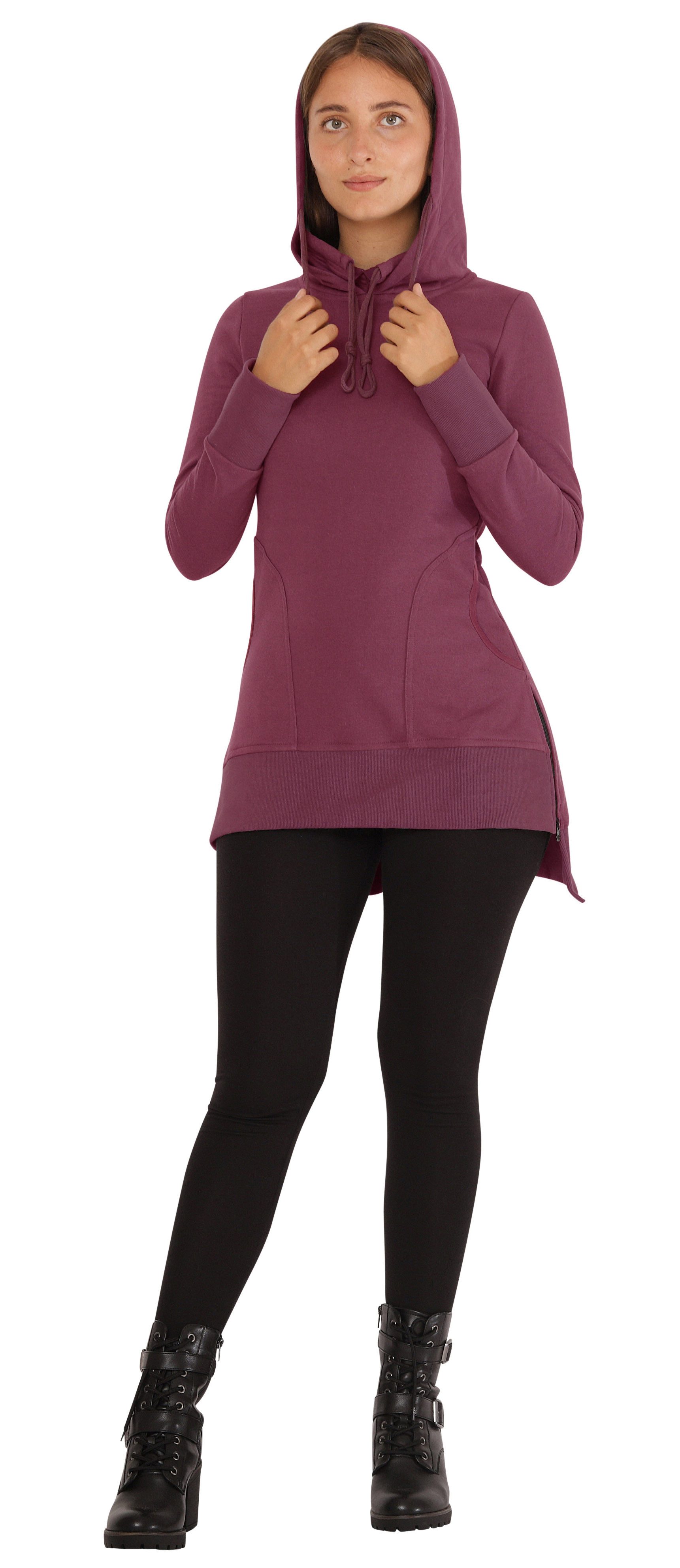 PUREWONDER Sweatkleid Sweatkleid Kapuzenkleid Hoodie dr38 Rot XS Sweat