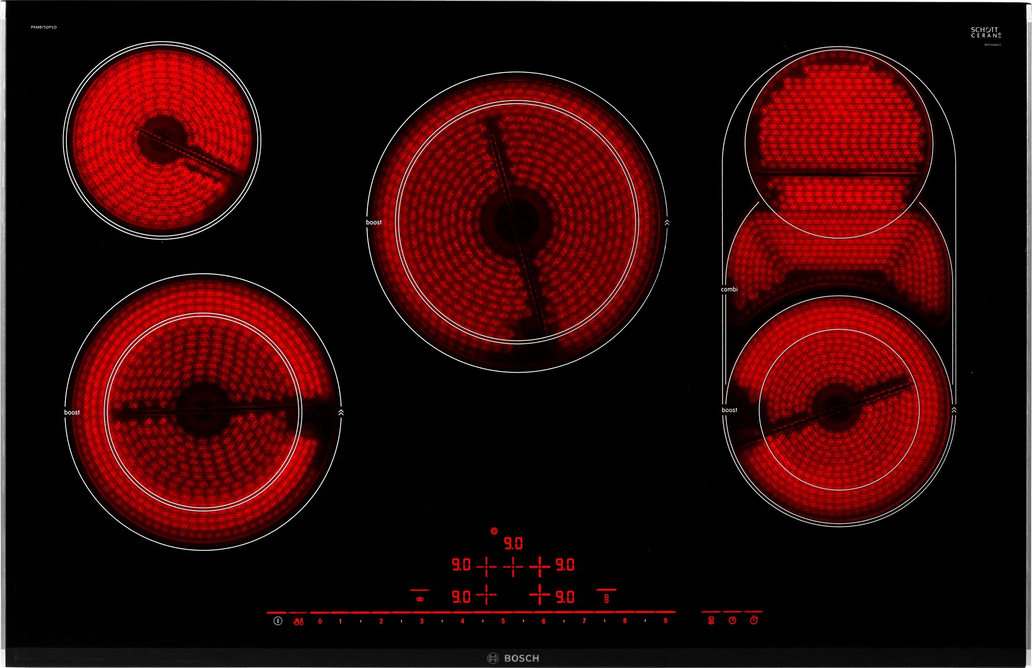 BOSCH Elektro-Kochfeld von Powerboost-Funktion PKM875DP1D, mit Serie CERAN® SCHOTT 8