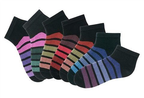 H.I.S Sneakersocken Damen kurze Sneaker Socken, Söckchen (Packung, 7-Paar, Gr. 35-38 bis 39-42) mit bunten Ringeln – Bild 2 von 5
