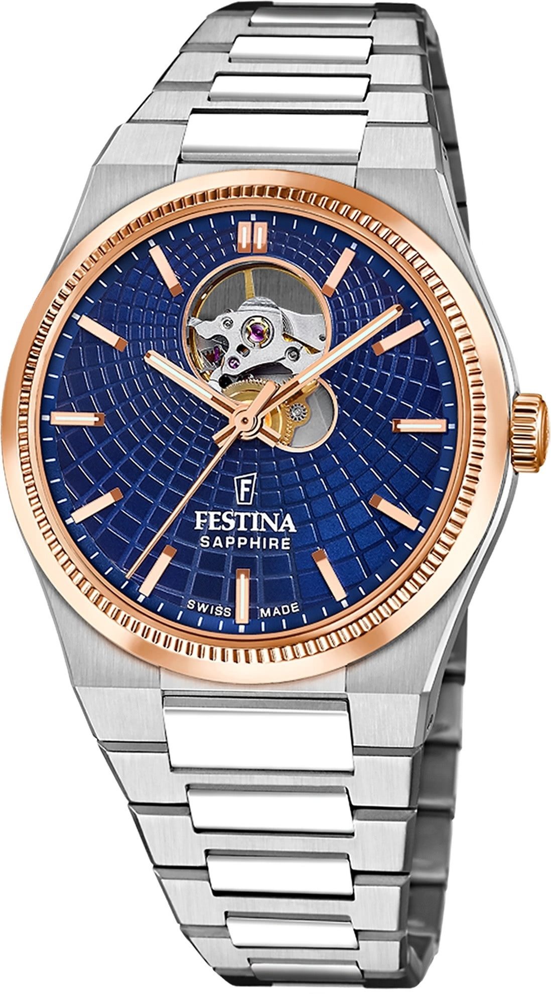 Festina Automatikuhr Festina Herrenuhr Swiss Made Armbanduhr, (Analoguhr), Herren Armbanduhr rund, Edelstahlarmband silber, Elegant