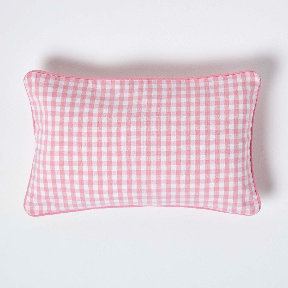 Homescapes Kissenhülle Gingham-Kissenbezug aus Baumwolle, 30 x 50 cm, rosa