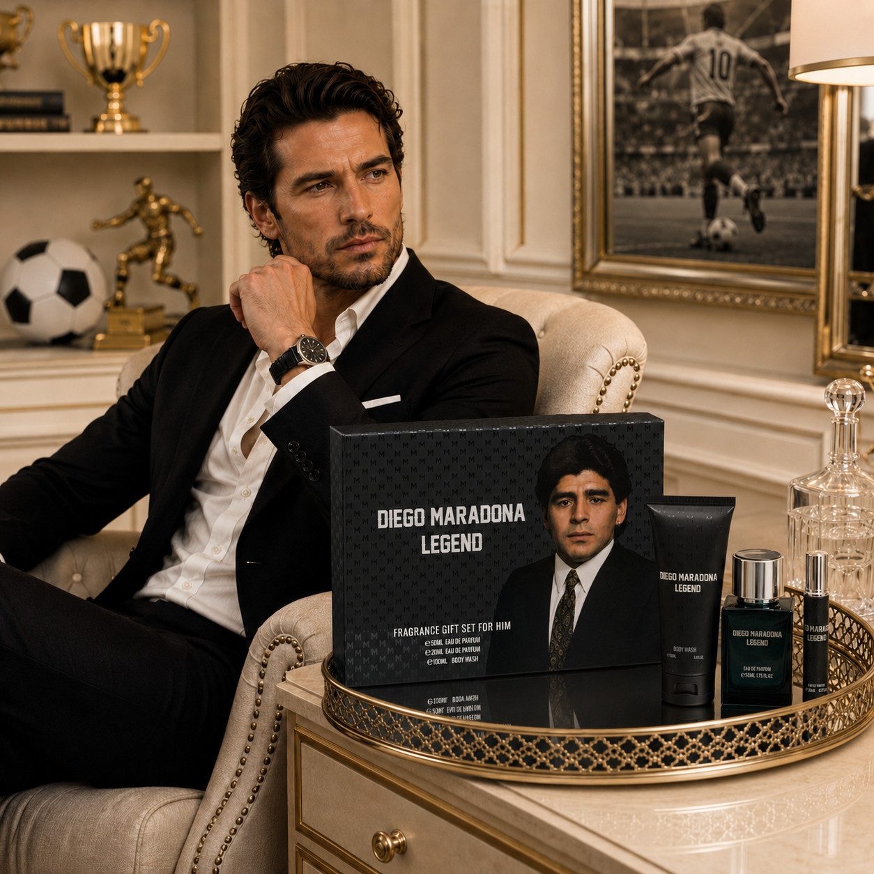 MARADONA Eau de Parfum MARADONA LEGEND Herren Geschenkset Fruchtig Würzig Holzig, 3-tlg., Luxurious Herrenduftset, Premium, langanhaltend, Hergestellt in UK