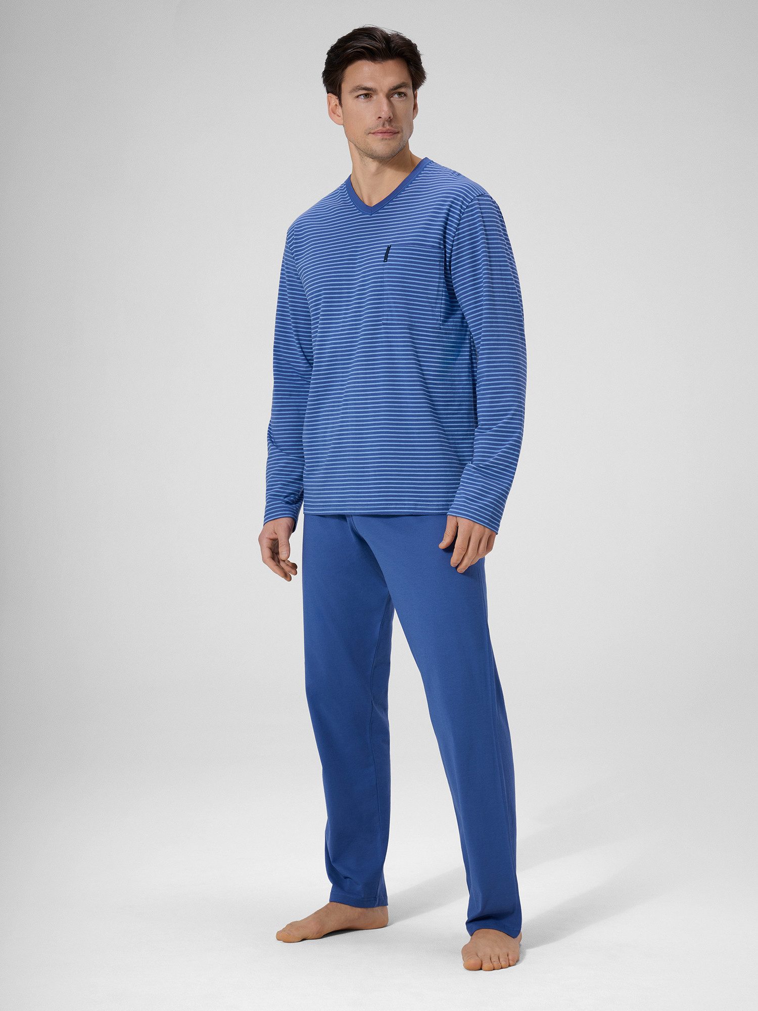 Ammann Schlafanzug Org Extra Light SA lang V Hals (2 tlg) Pyjama, Pyjama Set, Schlafanzug Set