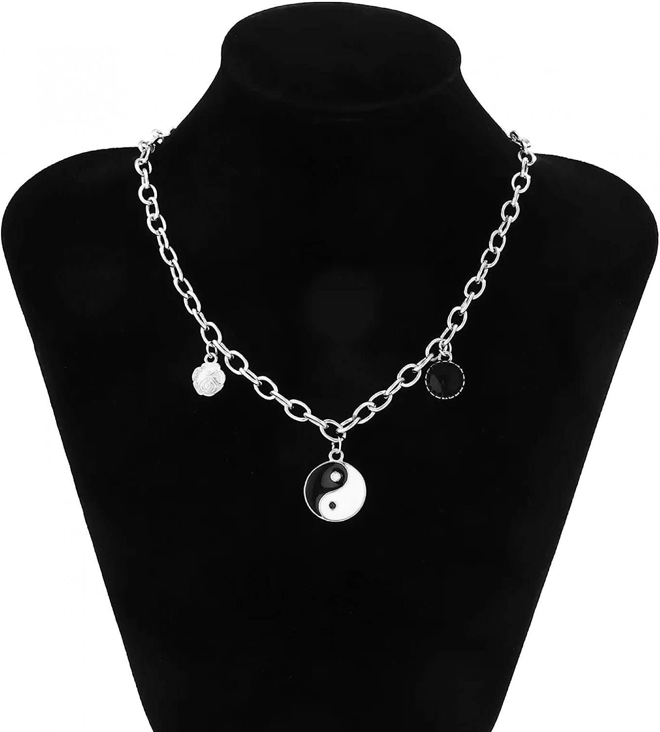 WaKuKa Charm-Kette Damen-Halskette mit gravierter Yin-Yang-Tai-Chi-Münze (1-tlg)