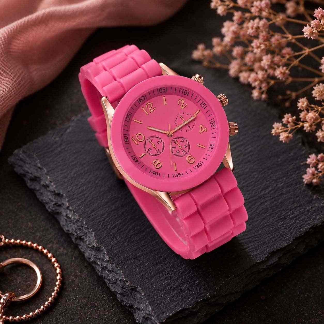 Taffstyle Quarzuhr Damen Uhr Silikon Armbanduhr Chrono Look Roségold leicht elegant, (Modische Damenarmbanduhr mit weichem Silikonarmband, roségoldfarbenen Details und angenehmem Tragekomfort in verschiedenen Farben)