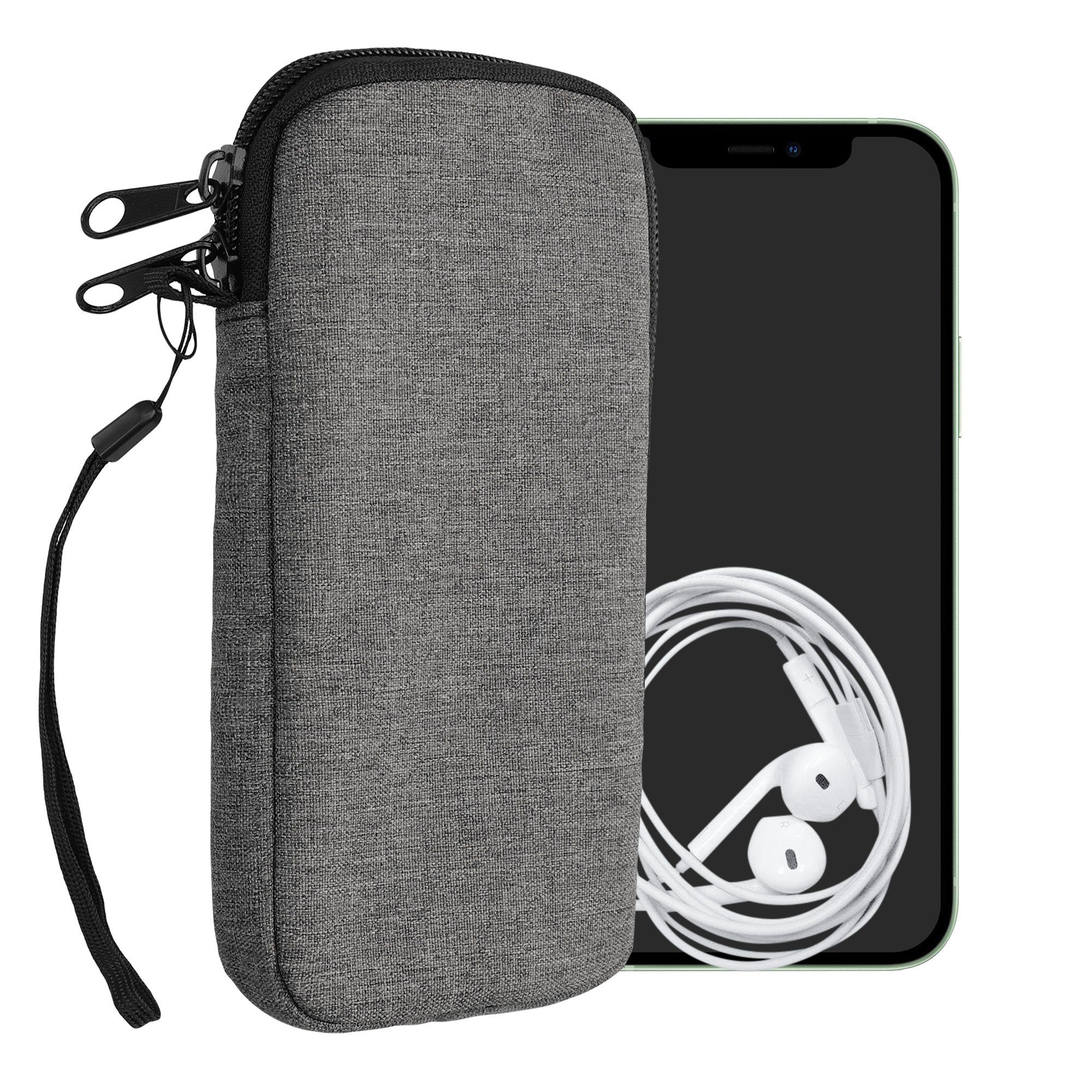 kwmobile Sleeve Handytasche für Smartphones XL - 6,7/6,8", Stoff Handy Hülle - Handy Tasche Sleeve Pouch