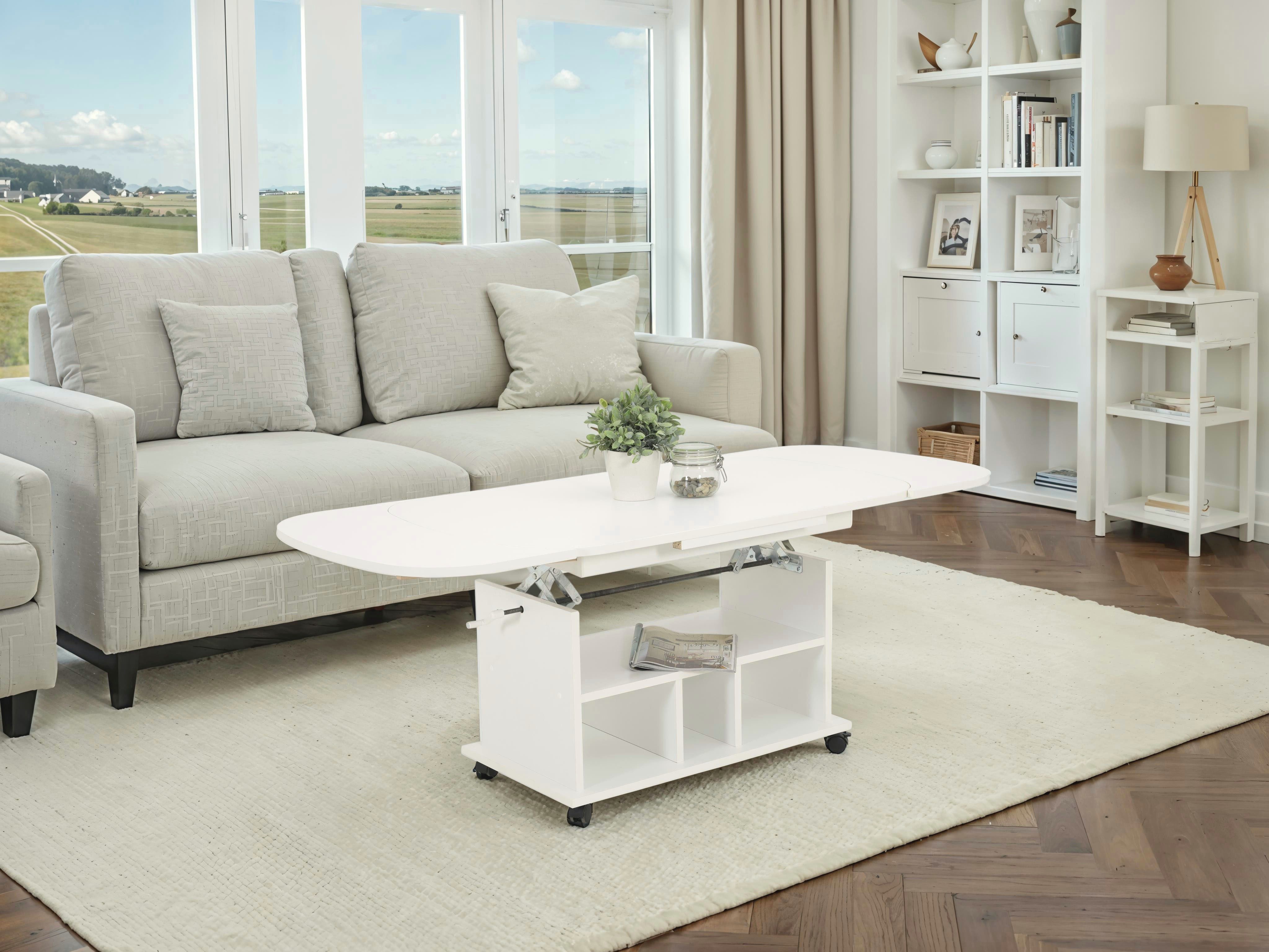 HELA Couchtisch, auf Rollen, höhenverstellbar und ausziehbar günstig online kaufen