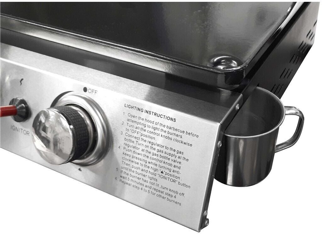 JUSTUS Camping-Gasgrill Tischgrill BBQ-Plancha "Grilleau 2" (silber, 2 Brenner), kein Set, kein Set, 48 x 47 x 24 cm (L x B x H)