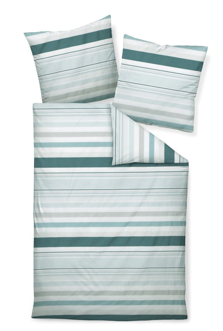 Janine Bettwäsche Janine Mako Satin Bettwäsche J.D. 87081-06 grünblau, Baumwolle, 100% Baumwolle