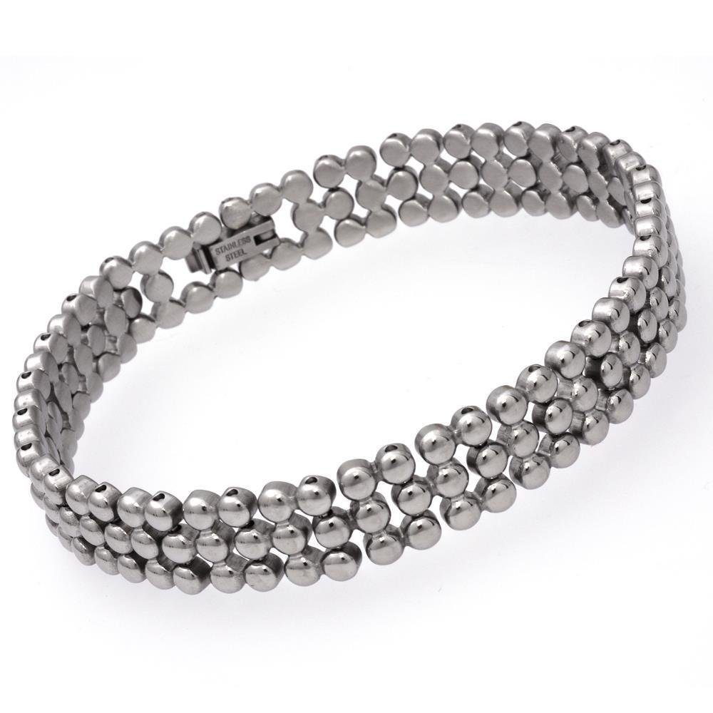 Unique Edelstahlarmband Dreireihiges Kugelarmband aus Edelstahl B5002