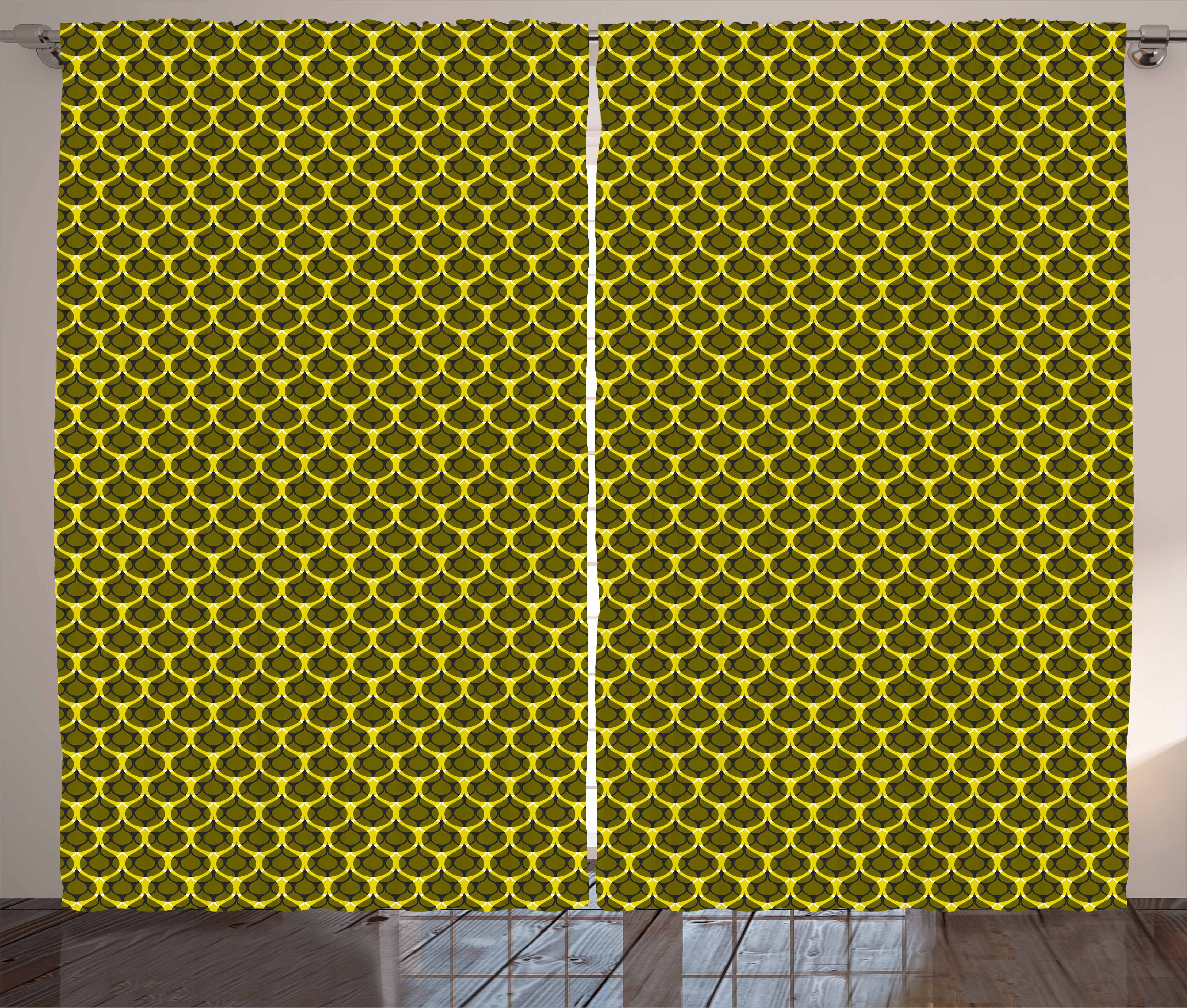 Gardine Schlafzimmer Kräuselband Vorhang mit Schlaufen und Haken, Abakuhaus, Regen Bumble Bee Honeycomb Ogee
