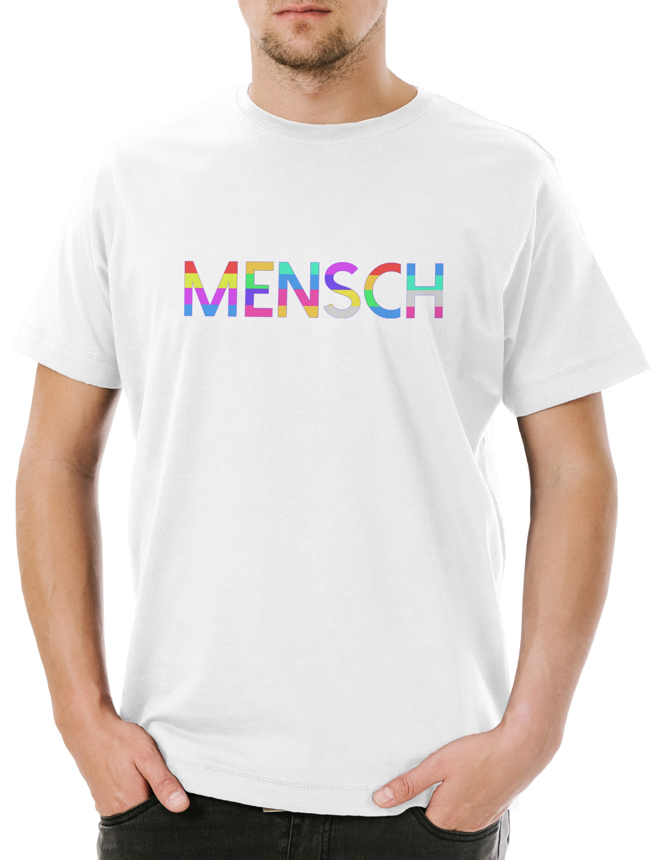 Urban Backwoods Print-Shirt Mensch Regenbogen Herren T-Shirt Diversität Philanthrop Human Rainbow (1-tlg) Sozial Gender Geschenk