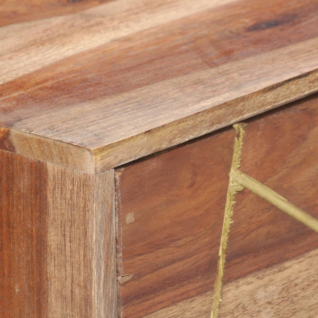 möbelando 3000918 Helles Schreibtisch aus cm), in Holz Messingfarben Palisander-Massivholz, und Stahl (LxBxH: 100x55x75