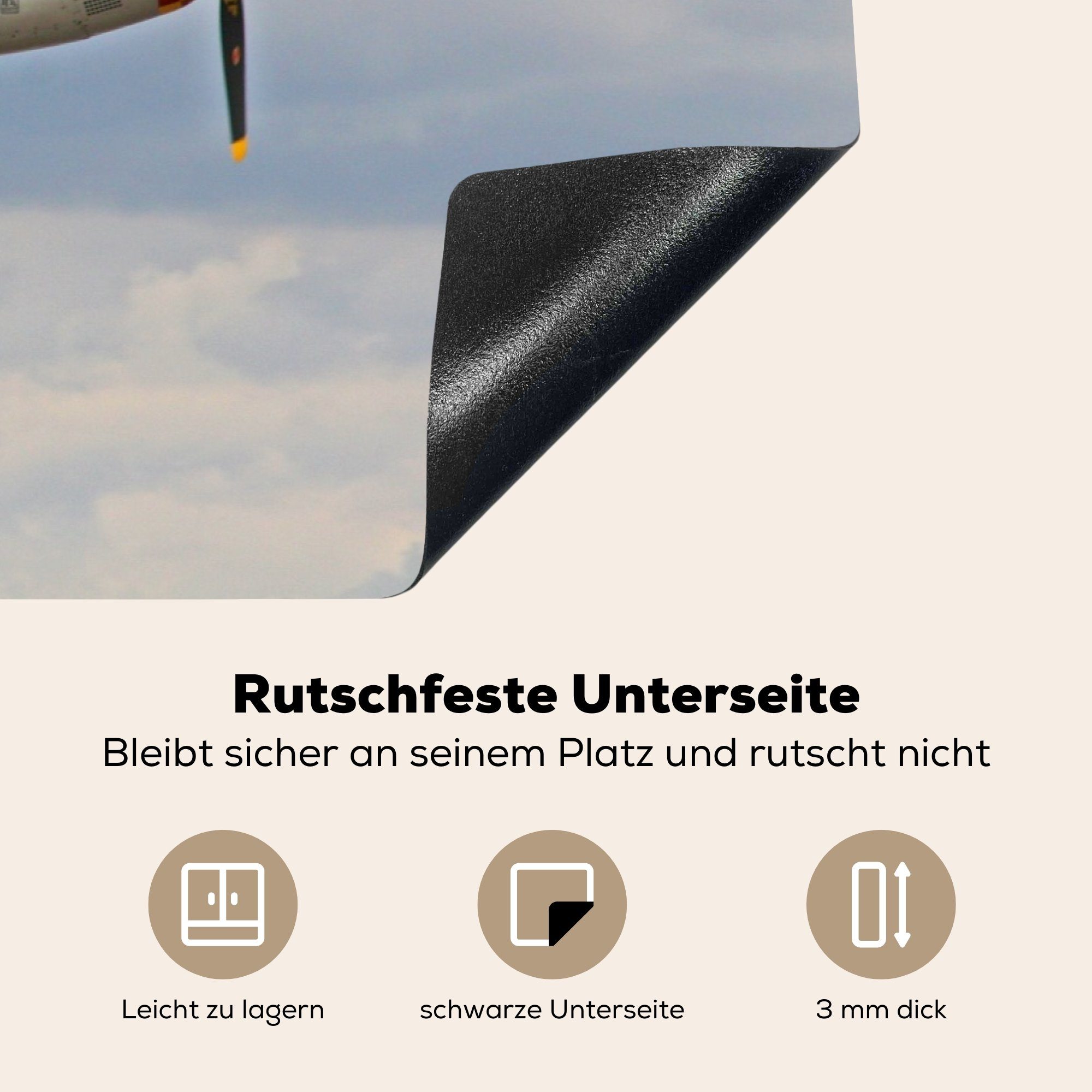 MuchoWow 81x52 für Ceranfeldabdeckung cm, Herdblende-/Abdeckplatte (1 - Induktionskochfeld Schutz Fliegen küche, die tlg), Flugzeuge Wolken, - Vinyl,