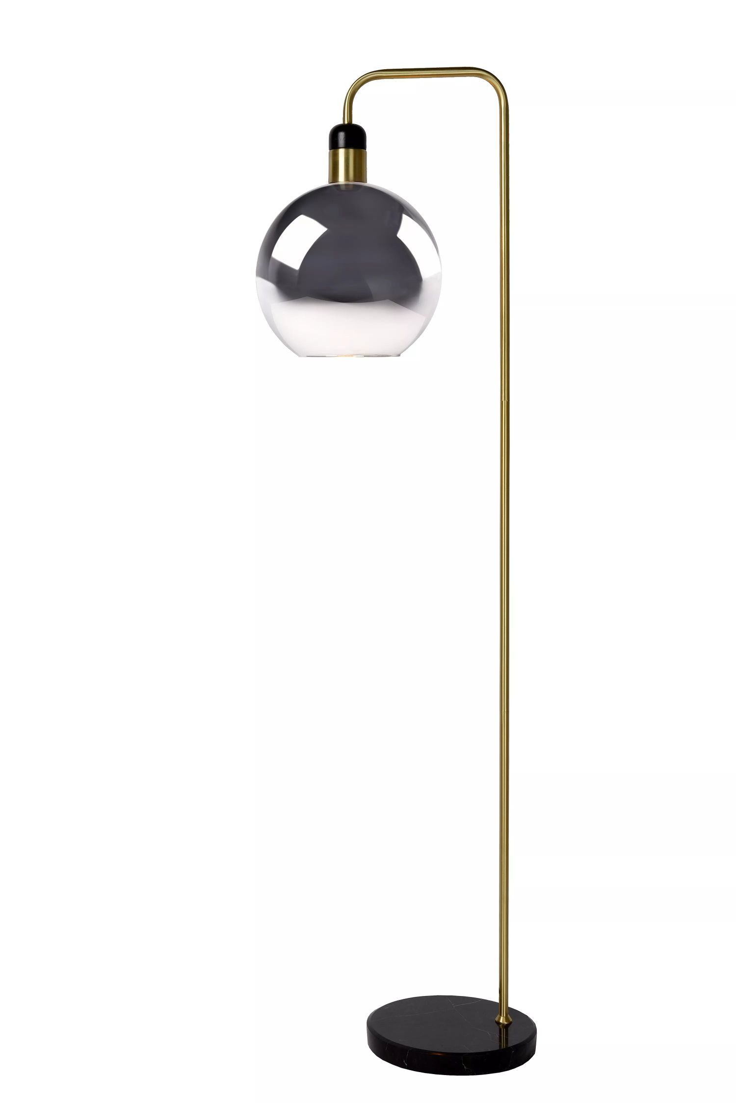 Licht-Erlebnisse Stehlampe HOVAR, ohne Leuchtmittel, Metall Rauchglas E27 158 cm Schwarz Rauchgrau Kugelschirm Modern