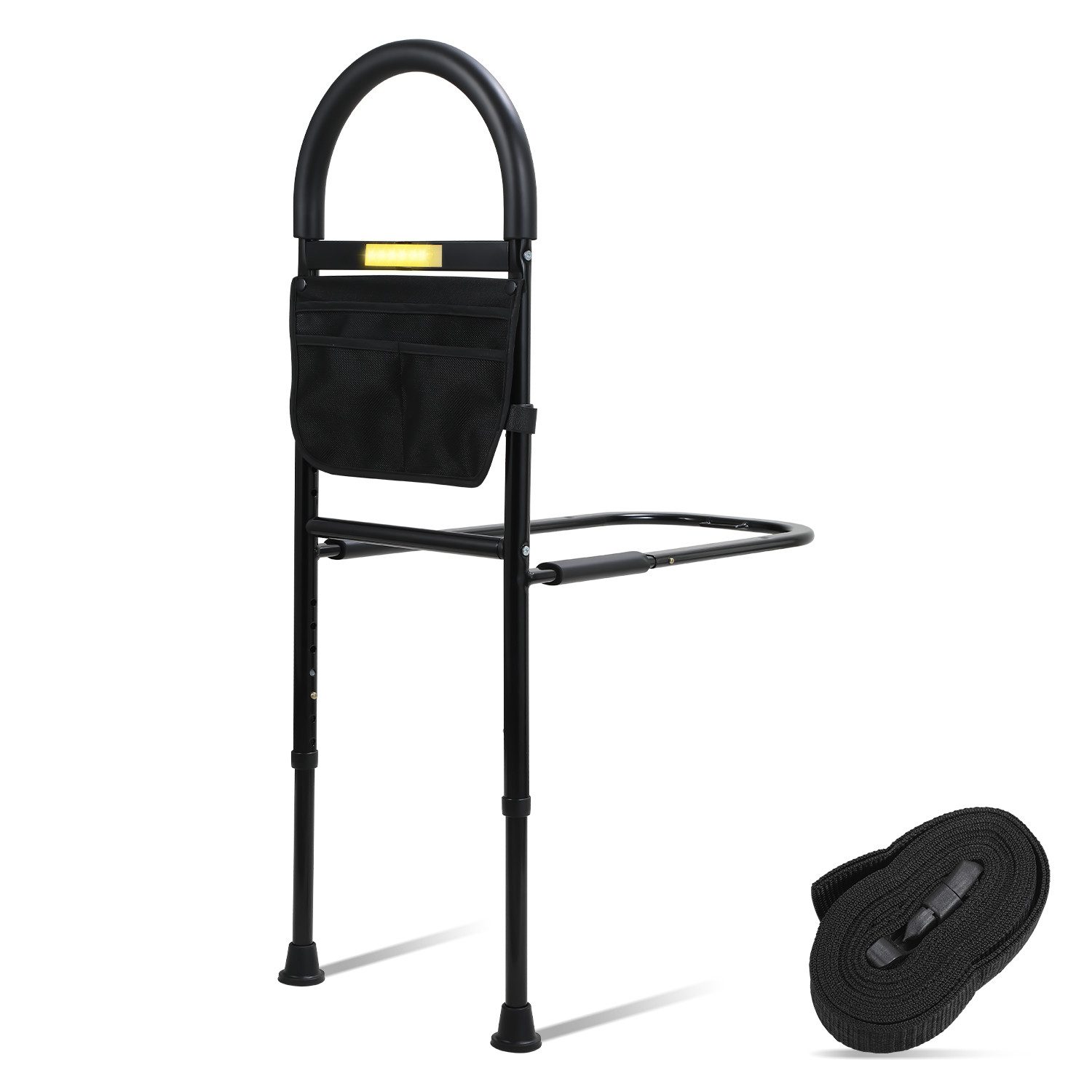 Clanmacy Bett - Aufstehhilfe Bettgriff,Stahl,bis 150kg,höhenverstellbar,mit Tasche und Sensorlicht