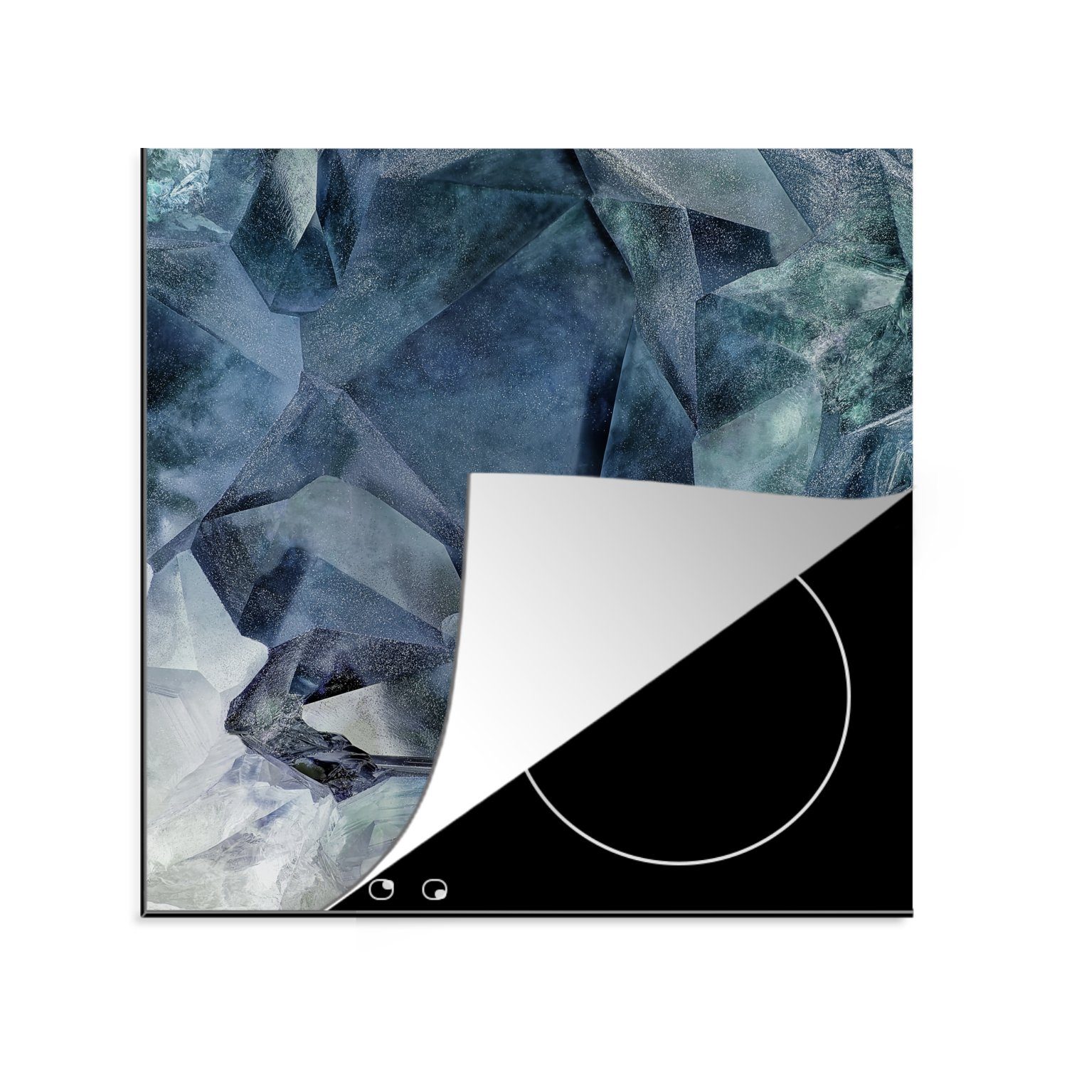 MuchoWow Herdblende-/Abdeckplatte Das Innere Vinyl, cm, für blauen Arbeitsplatte der eines Kristalls Natur, Ceranfeldabdeckung, aus (1 78x78 tlg), küche