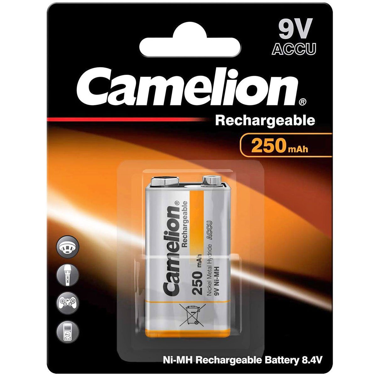 Camelion 9V NiMH Akku 8,4 Volt mit 250mAh Kapazität Akku 250 mAh (9,0 V)
