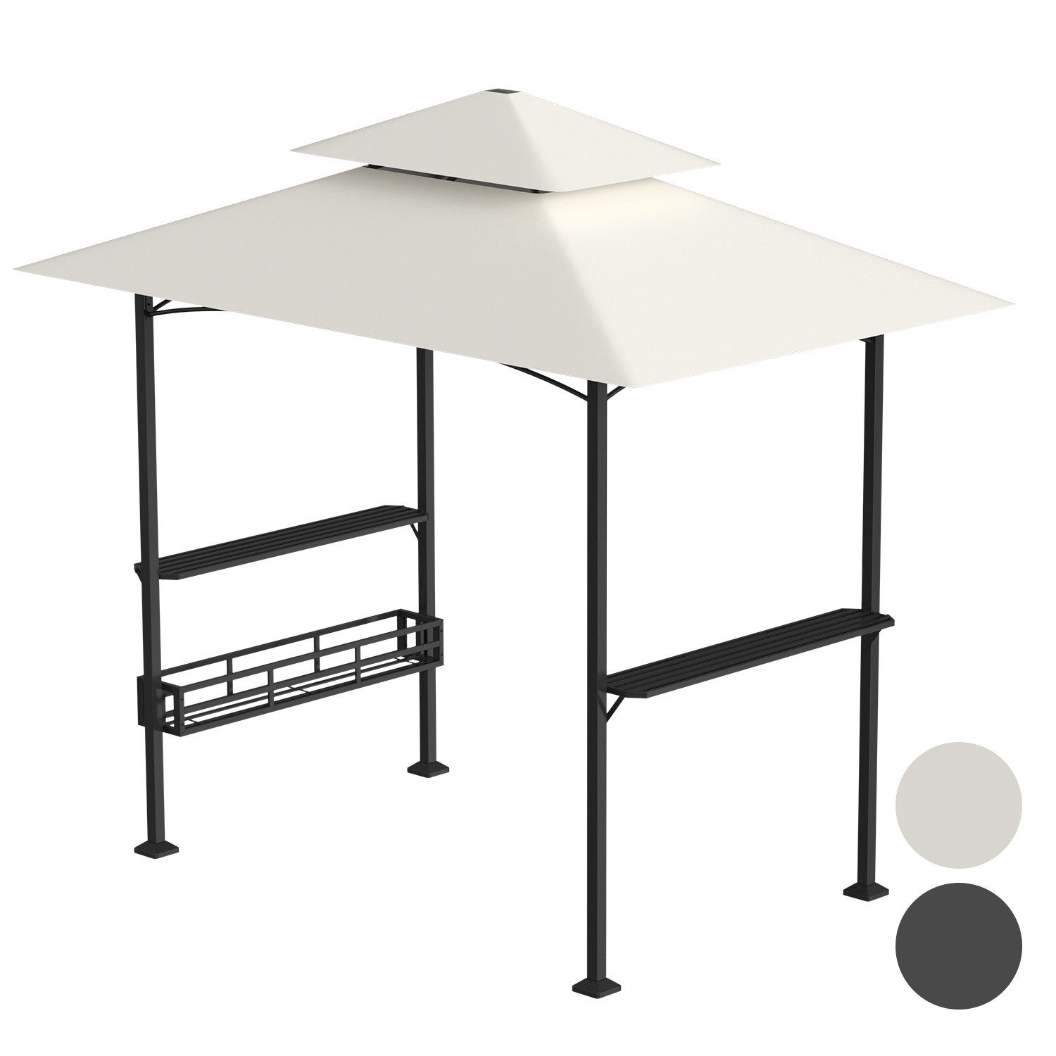 Clanmacy Grillpavillon Grillpavillon 238 x 148 x 250 cm, mit Doppeldach & Ablagen