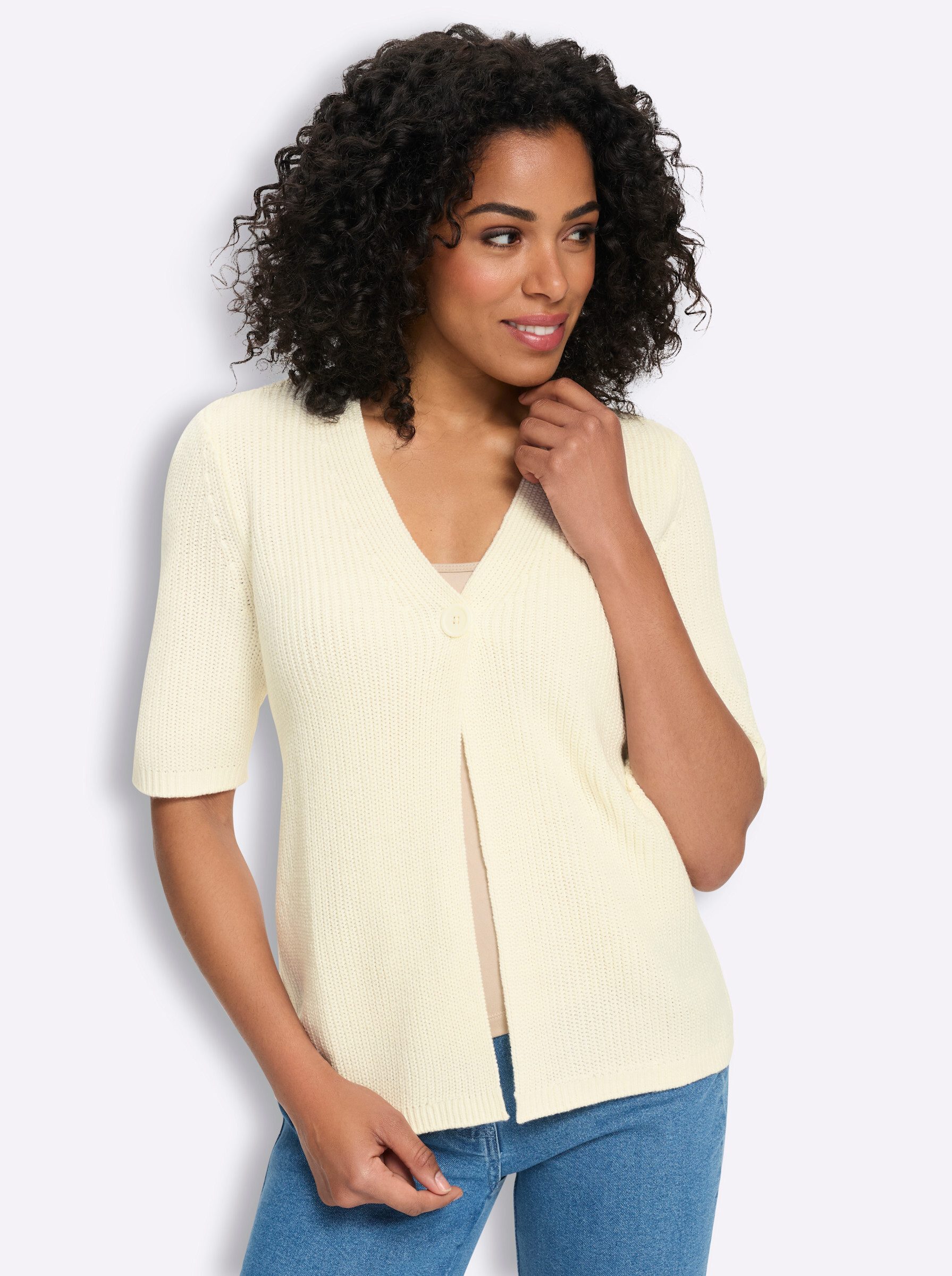 Sieh an! Strickjacke Cardigan Kurzarm