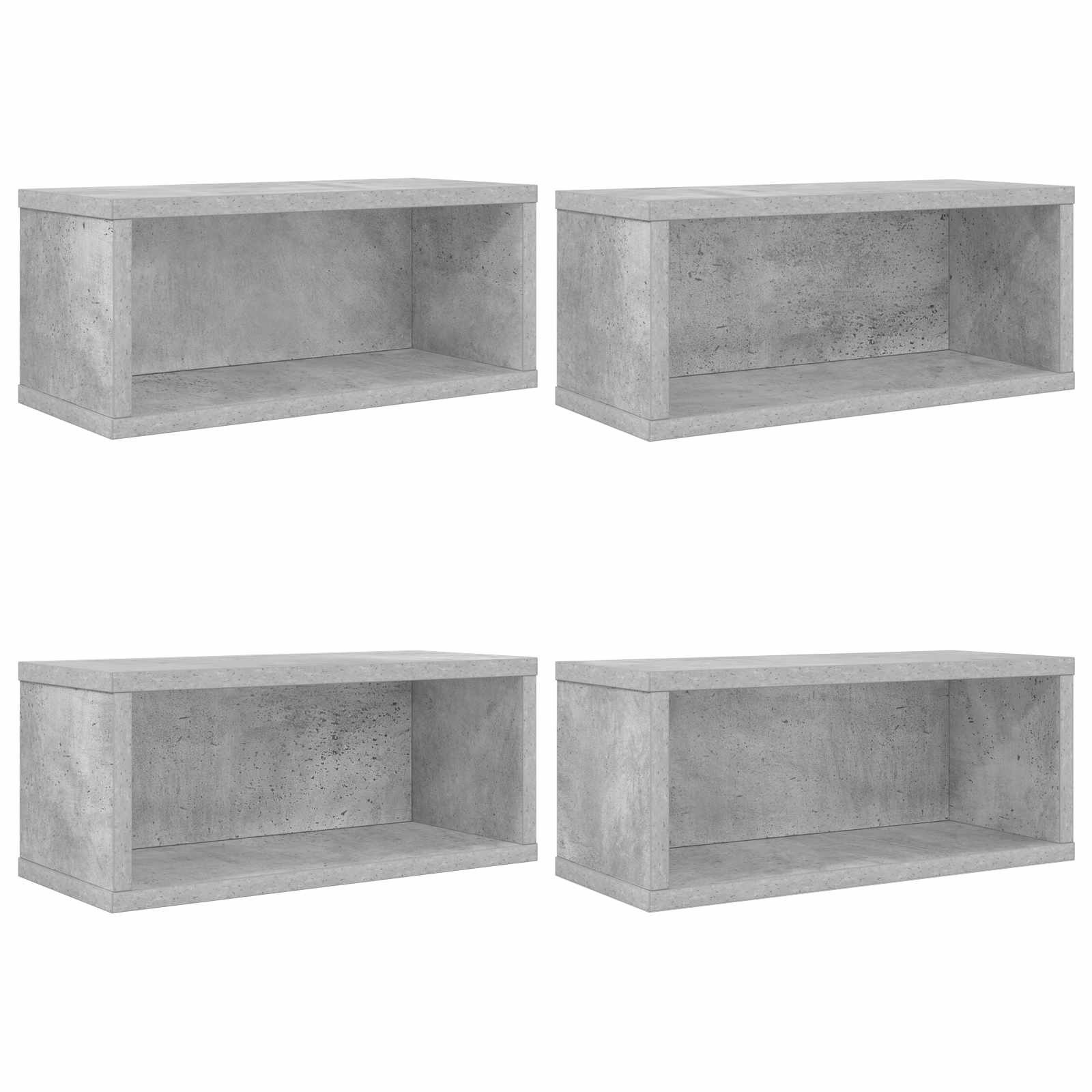 vidaXL Aufbewahrungsbox CD Aufbewahrungsregal 4 Stk. Betongrau 40 x 17 x 17 cm (4 St)