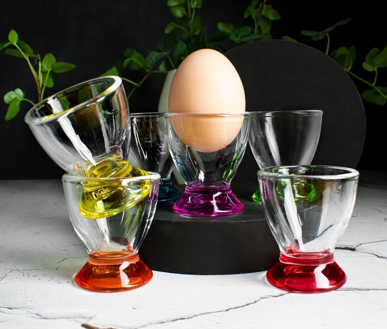 Sendez Eierbecher 6 bunte Eierbecher aus Glas Eierständer Eierhalter Glaseierbecher