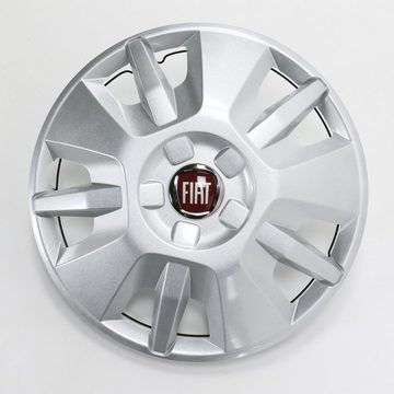 FIAT Radkappe Original Radkappe Radblende 15 Zoll Silber 1374086080, 15 in Zoll, (1-St) Mit rotem Fiat Emblem