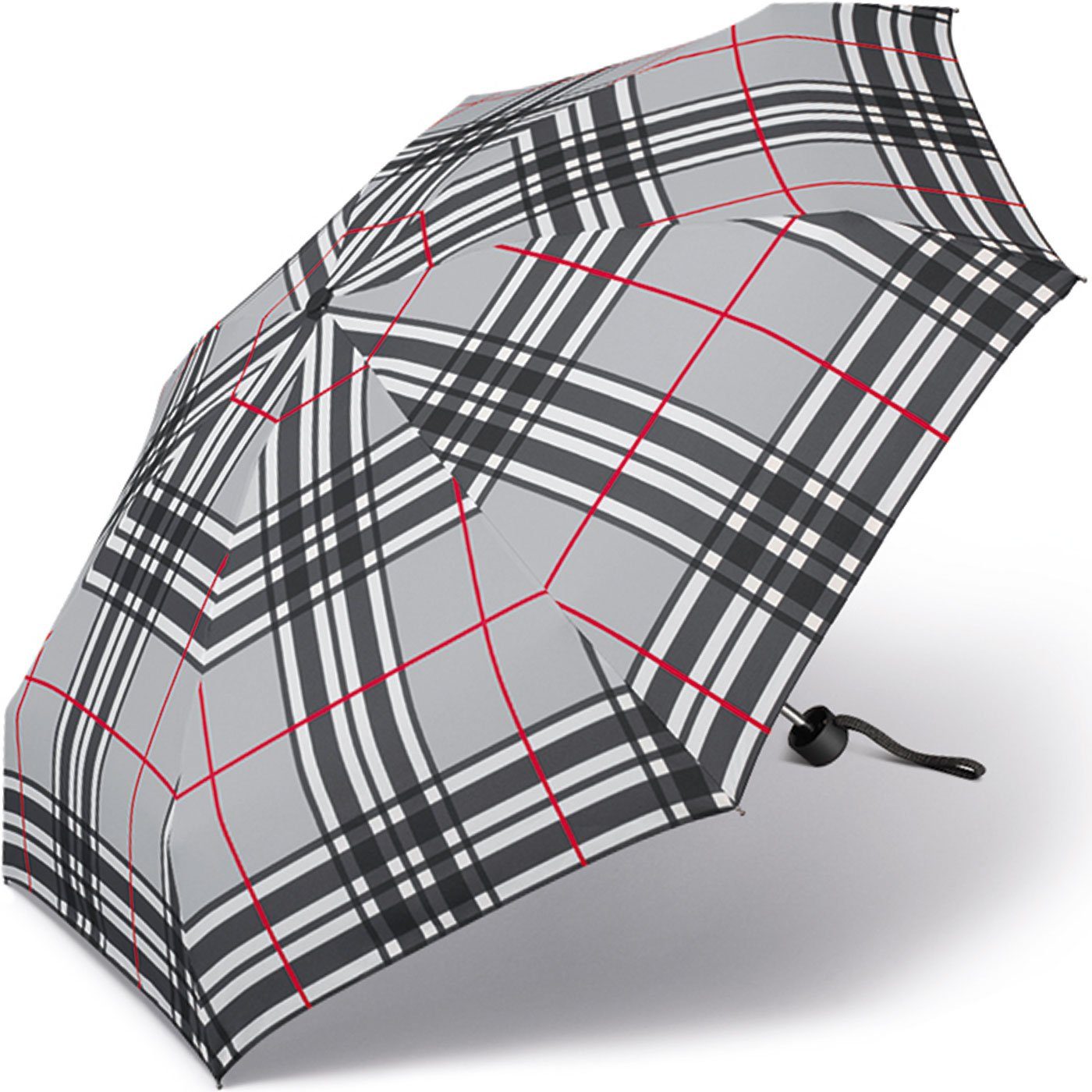 happy rain® selection Taschenregenschirm winziger unisex-Regenschirm mit  Handöffner, winzige Größe im klassischen Design, Maße: Regenschirm geöffnet  90 cm, Schirm geschlossen 19 cm groß