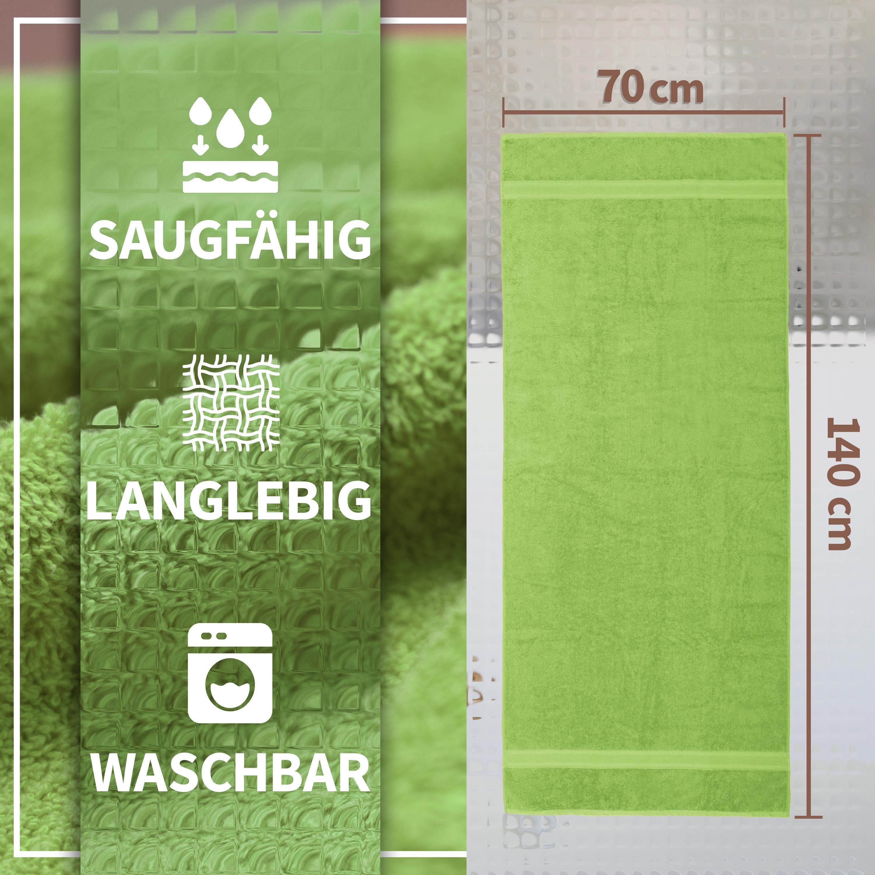 NatureMark Duschtücher 2er-Set Frottier Duschtücher 70x140cm, 100% Baumwolle (2-St), Premium Qualität, DUSCHTUCH, Dusch-Handtuch, 70x140cm, Apfel grün