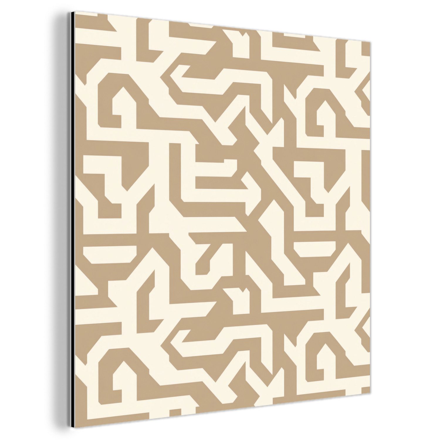 MuchoWow Metallbild Modern - Abstrakt - Beige, Inkl. Aufhängung, Alu-Dibond-Druck, Wandbild aus Metall, Aluminium deko, 20x20 cm
