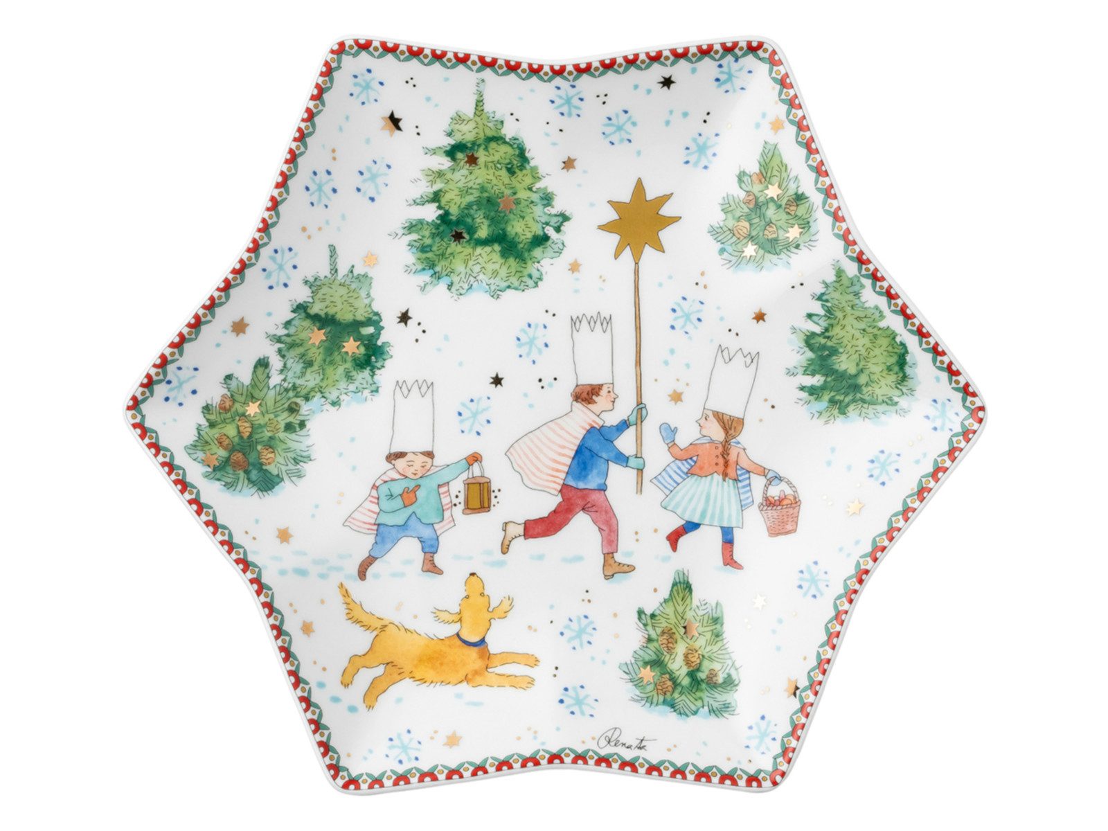 Hutschenreuther Schale Sammelserie 2025 Weihnachtsspiele Sternschale 24cm, Porzellan, (Schalen & Schüsseln)