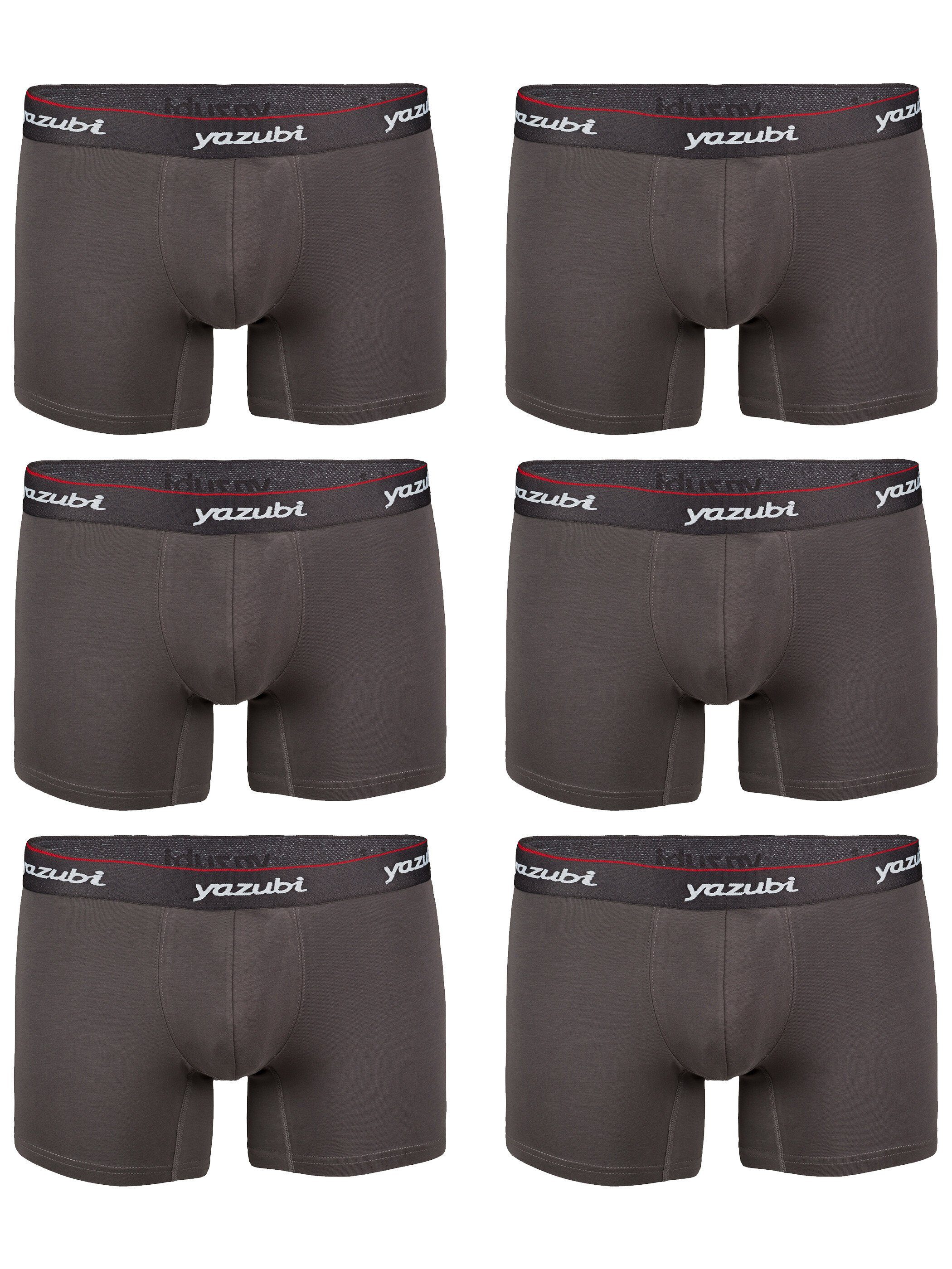 Yazubi Boxershorts Yazubi - Basic Trunks long (Spar-Packung, 6-St., 6er-Pack) bequeme Baumwoll Unterhosen im 6-Pack Dunkelgrau (anthracite (193907))
