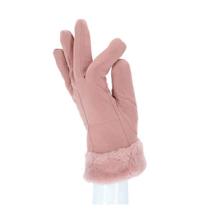 halsüberkopf Accessoires Lederhandschuhe Handschuhe aus Kunstleder mit Webpelzrand