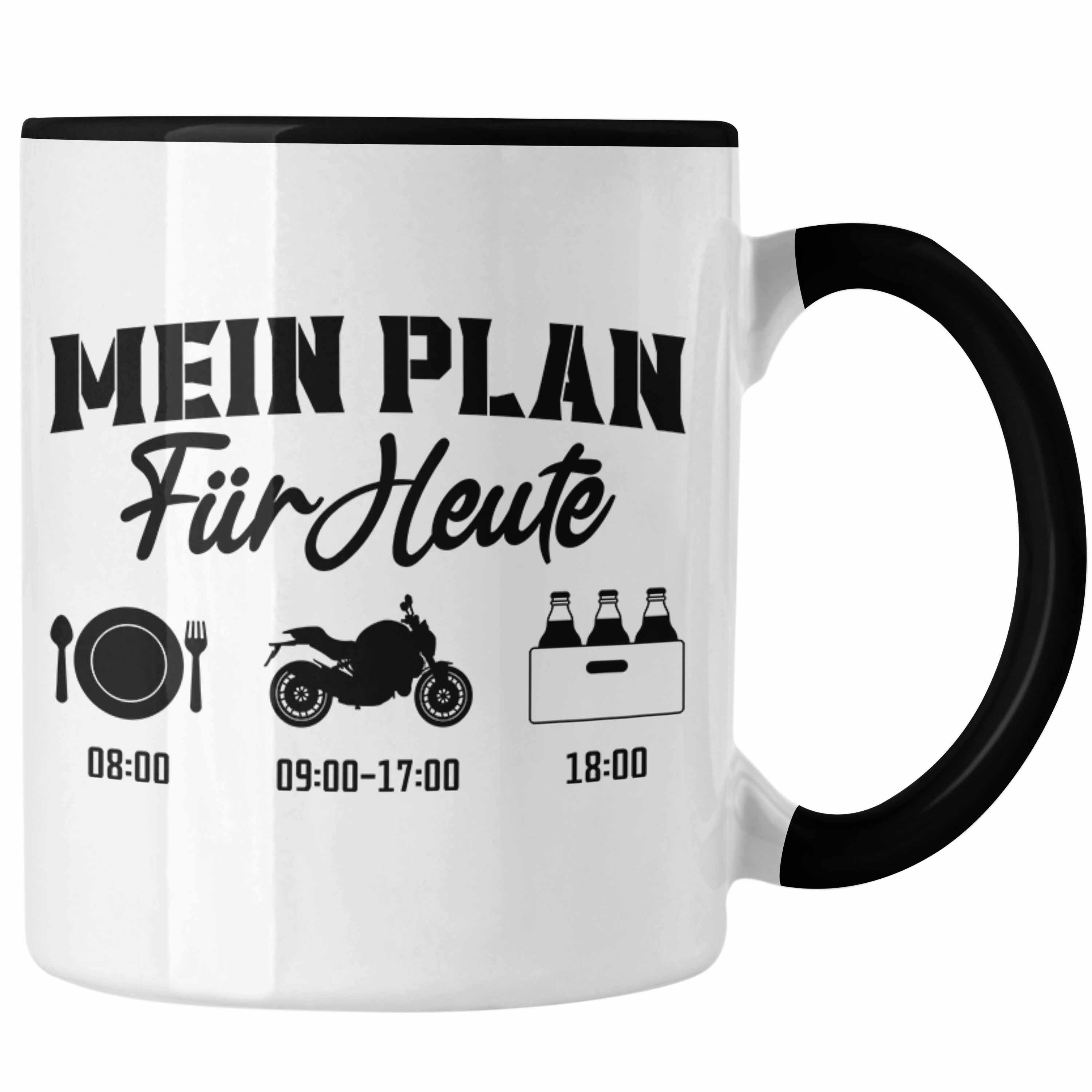 Trendation Tasse Trendation - Motorradfahrer Geschenk für Männer Motorrad Tasse Sprüche Kaffeetasse für Biker Herren Schwarz