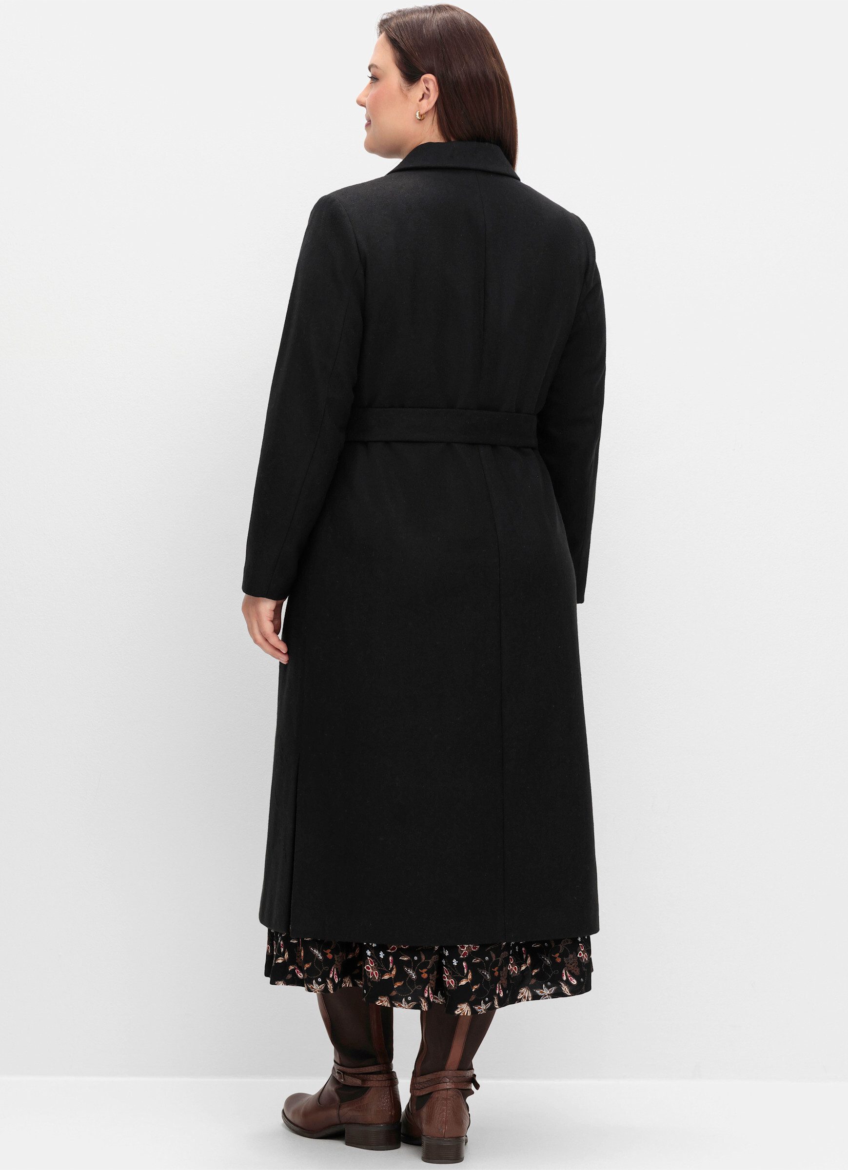 Sheego Langmantel Wintermantel . tailliert, mit Bindegürtel günstig online kaufen