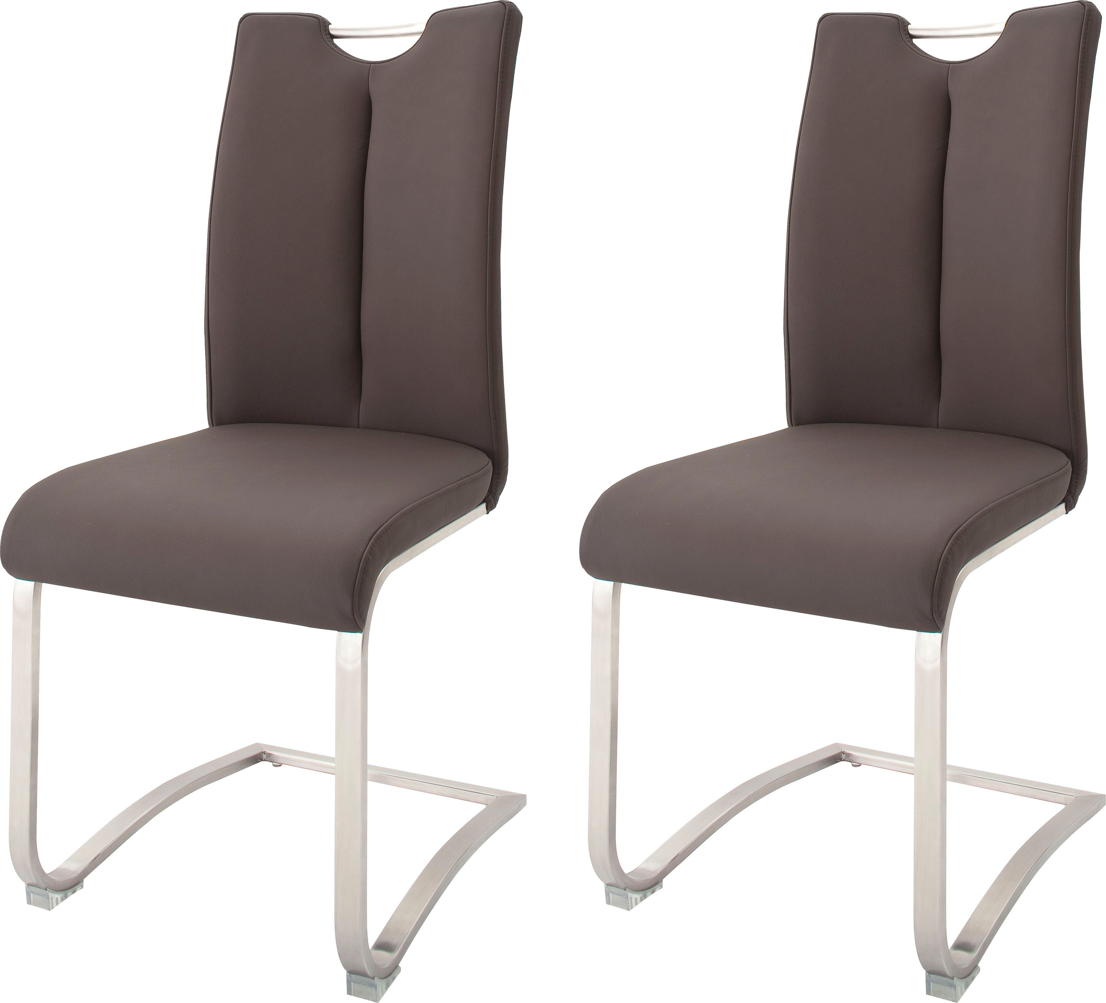 MCA furniture Freischwinger Artos (Set, 2 St), Stuhl mit Echtlederbezug, bis 140 Kg belastbar braun/Edelstahl | braun