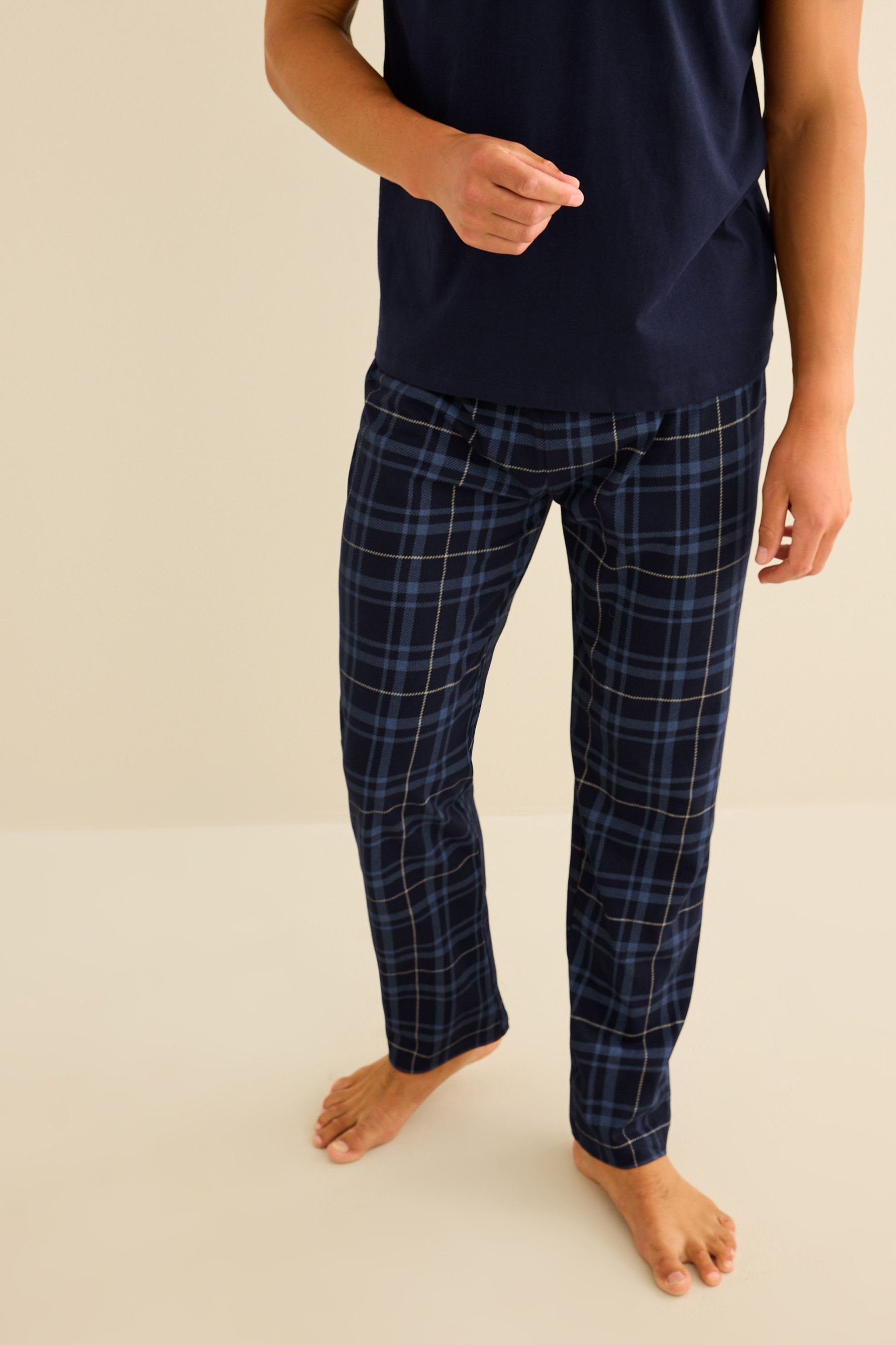 Check Pyjama-Set Next Baumwolle Navy aus Pyjama Blue (2 tlg)